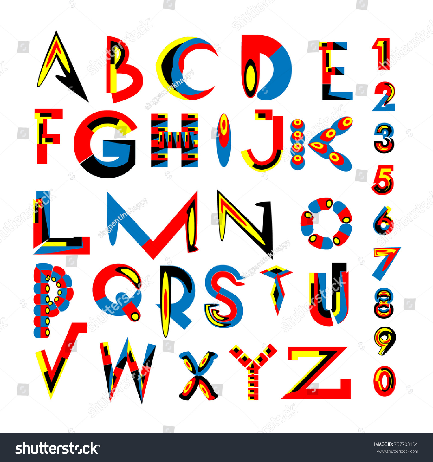 Vector Abstract Colorful Font Alphabet Stock Vector (Royalty Free ...