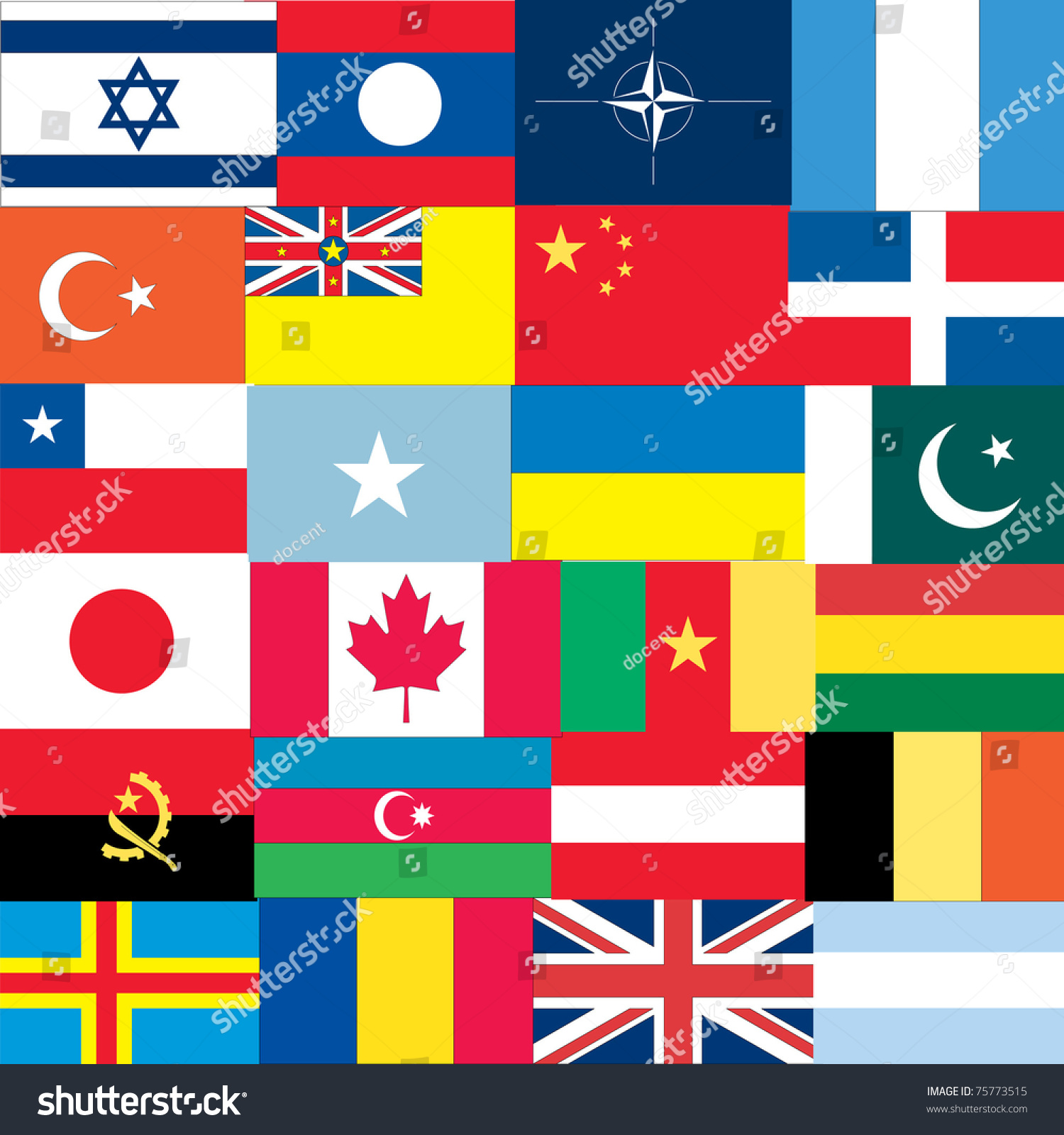 Set Flags Different Countries Continents Stock Vector Royalty Free 75773515 Shutterstock 4802