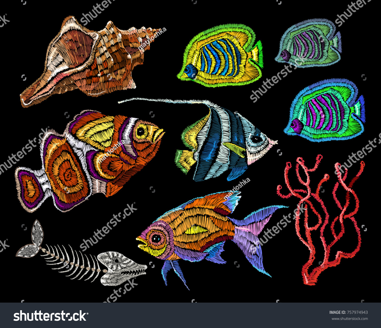 tropical fish embroidery designs