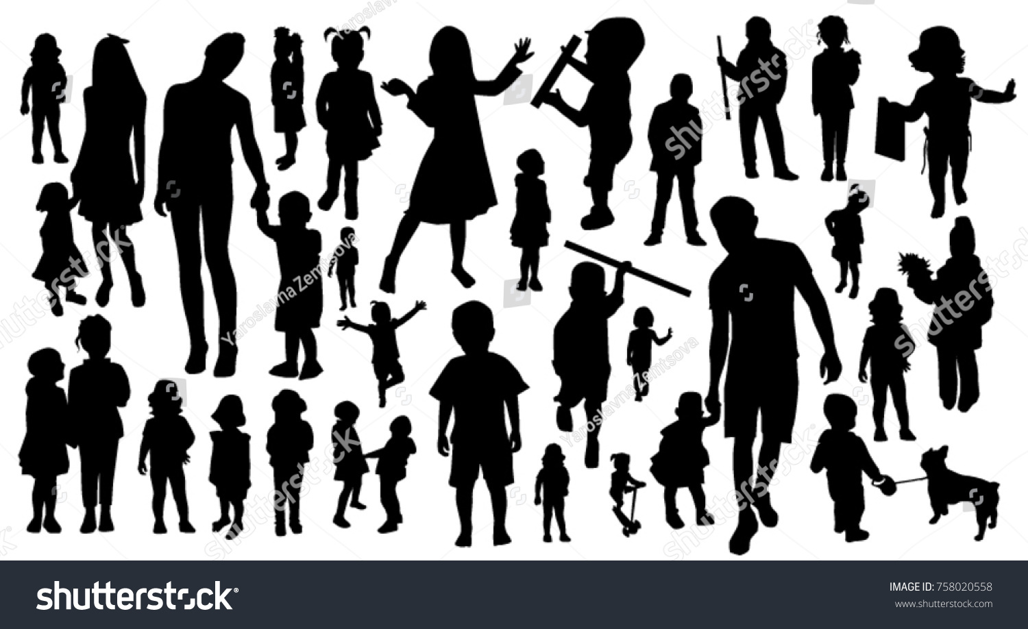 Children Black Silhouettes Stock Vector (Royalty Free) 758020558 ...