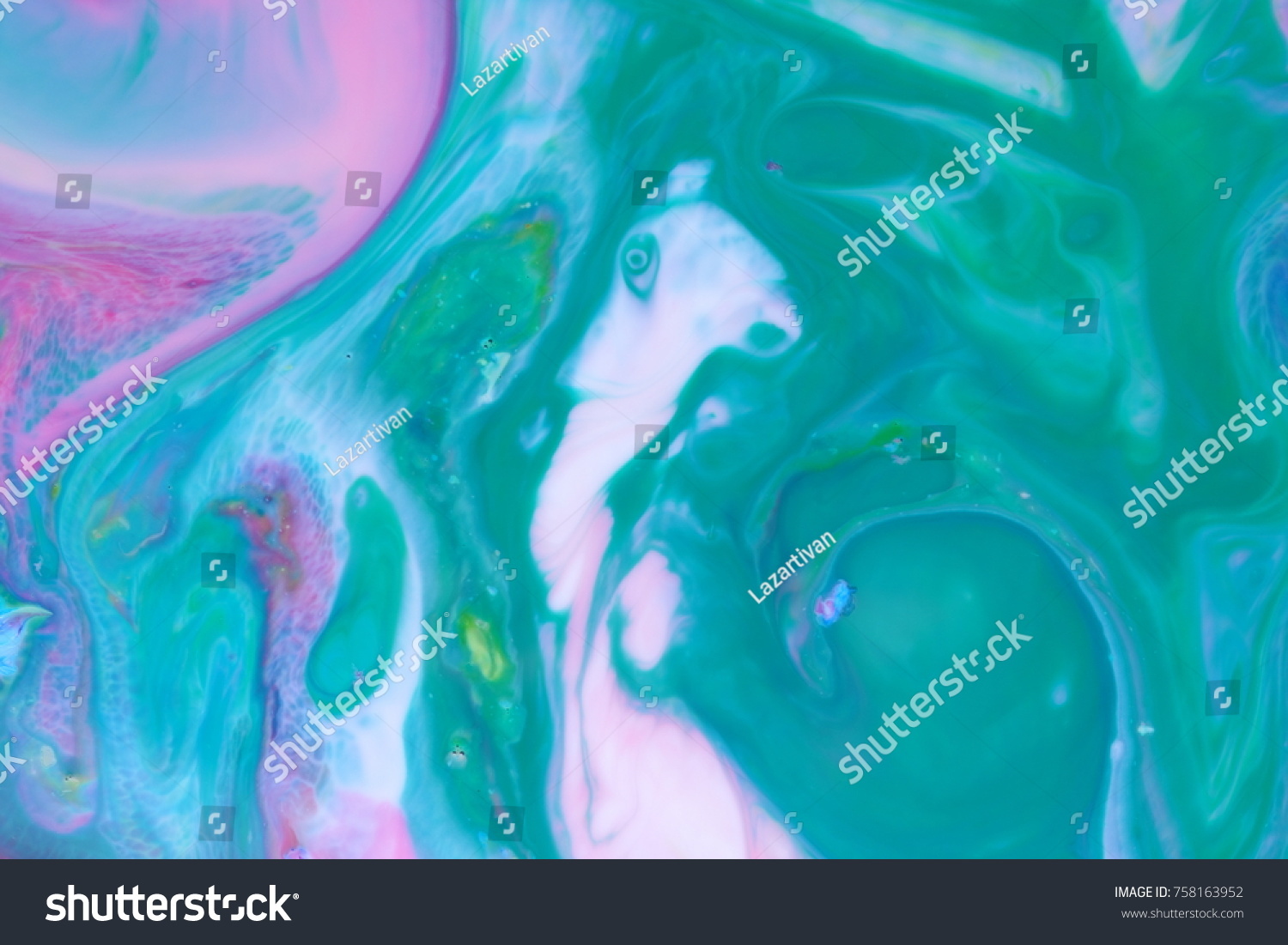 Green Pink Abstract Spots On Liquid Stock Photo 758163952 | Shutterstock