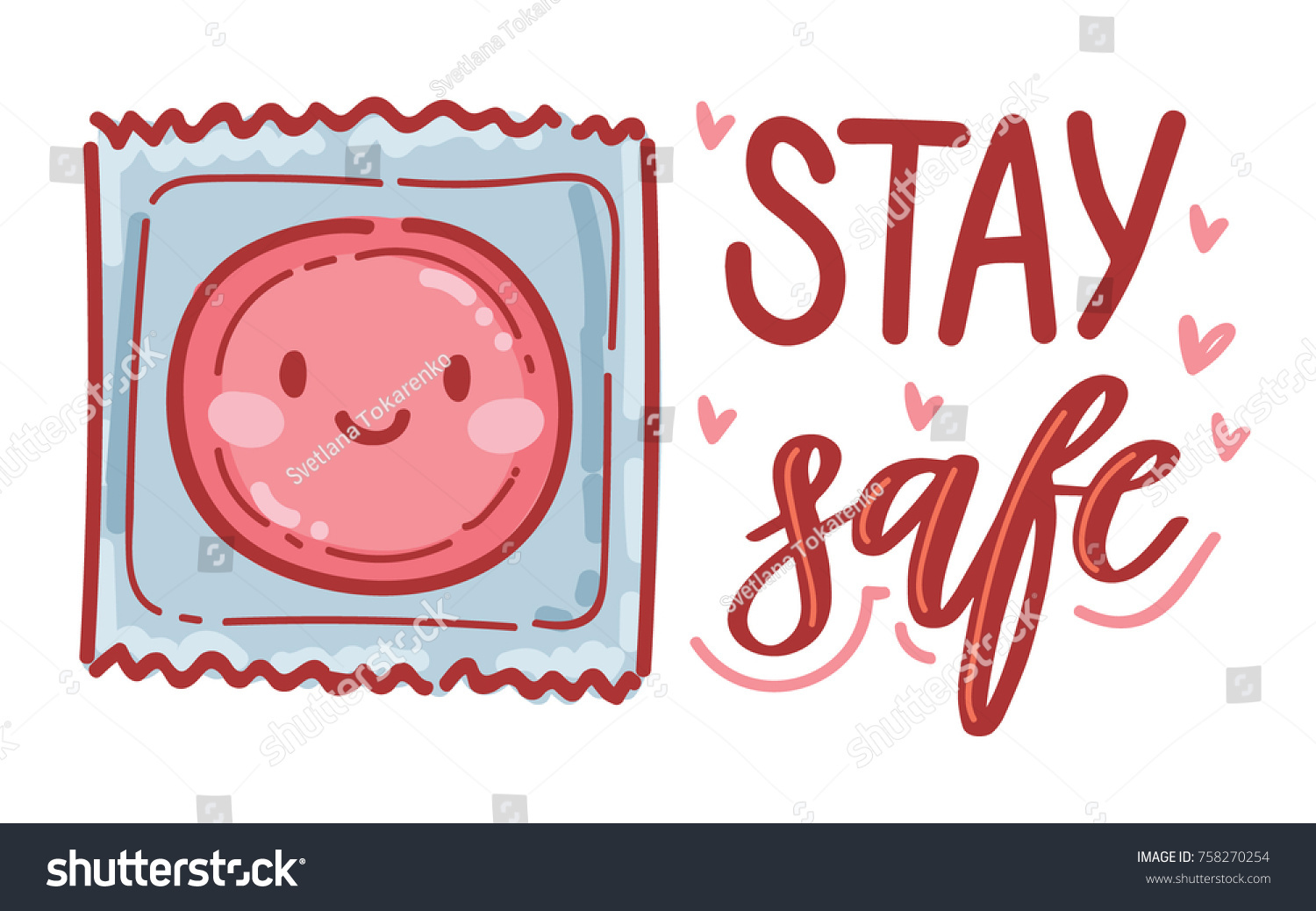 Friendly Illustration About Safe Sex Lettering Stock Vector Royalty