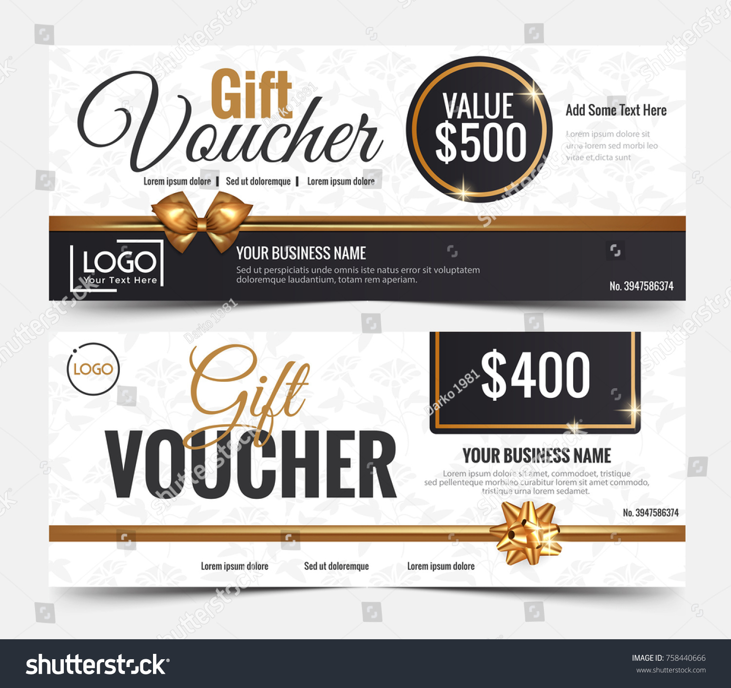 Gift Voucher Template Certificate Coupon Design Stock Vector (Royalty ...