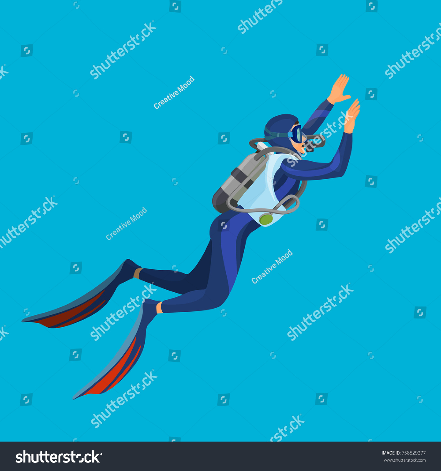 Deep Sea Diver Equipment On Vector Stock Vector (Royalty Free ...