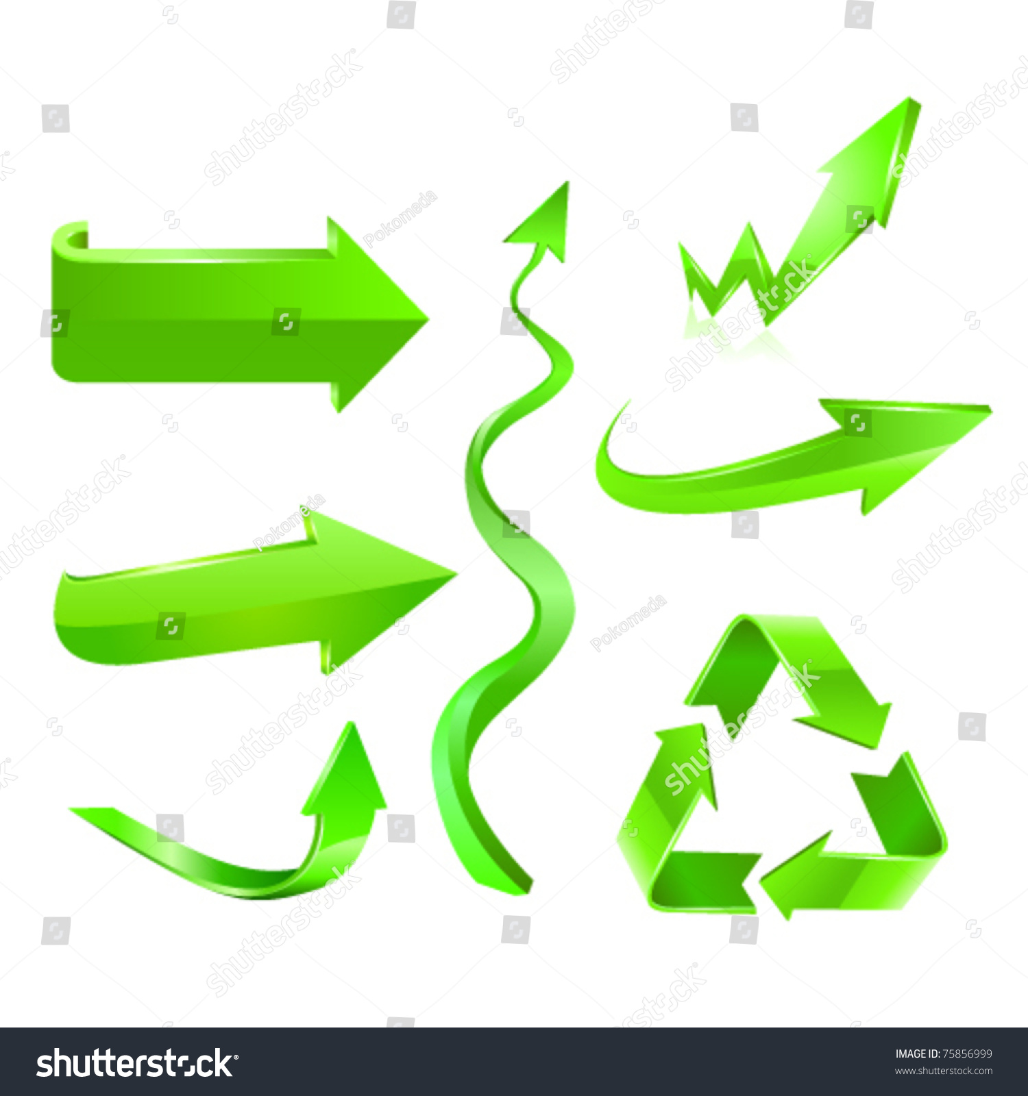 Green Arrow Icon Set Vector Stock Vector (Royalty Free) 75856999