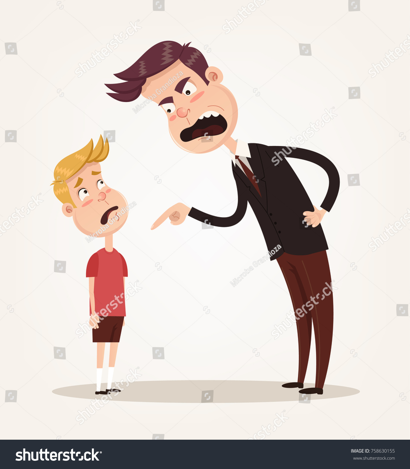 Angry Sad Unhappy Father Character Scolding Stock Vector (Royalty Free ...