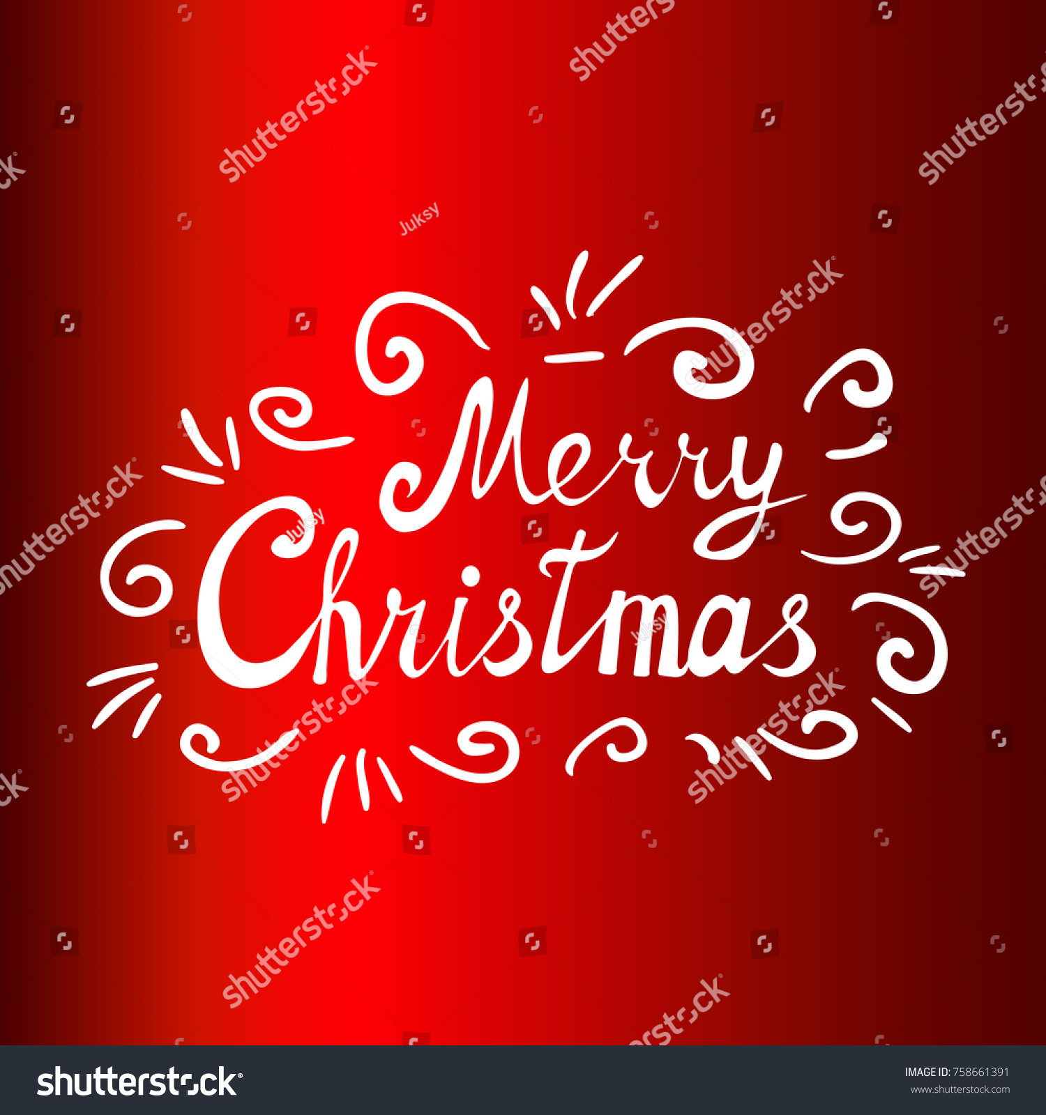 Merry Christmas Card Text On Red Stock Illustration 758661391 