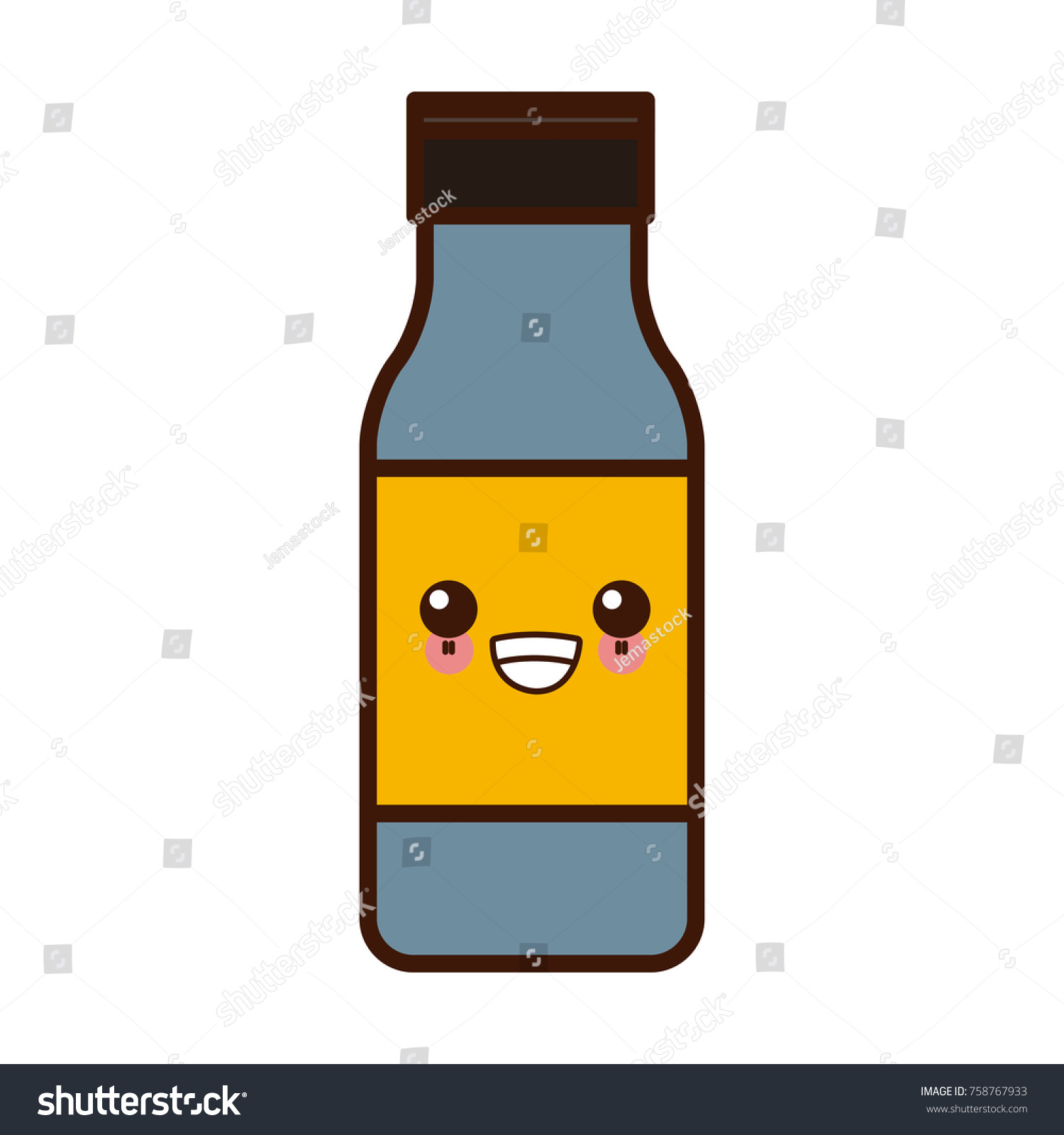 Container Bottle Isolated Kawaii Cute Cartoon Stock Vector (Royalty ...