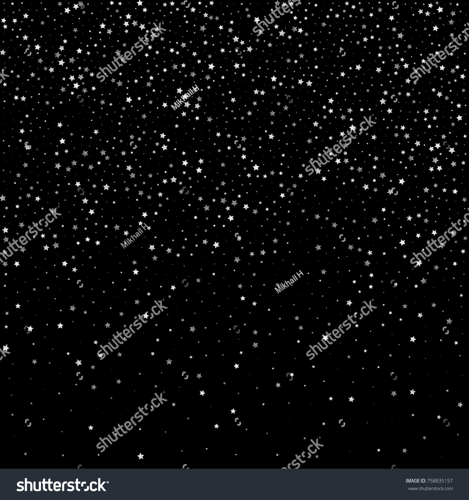 Silver Shimmering Stars On Black Sky Stock Vector (Royalty Free ...