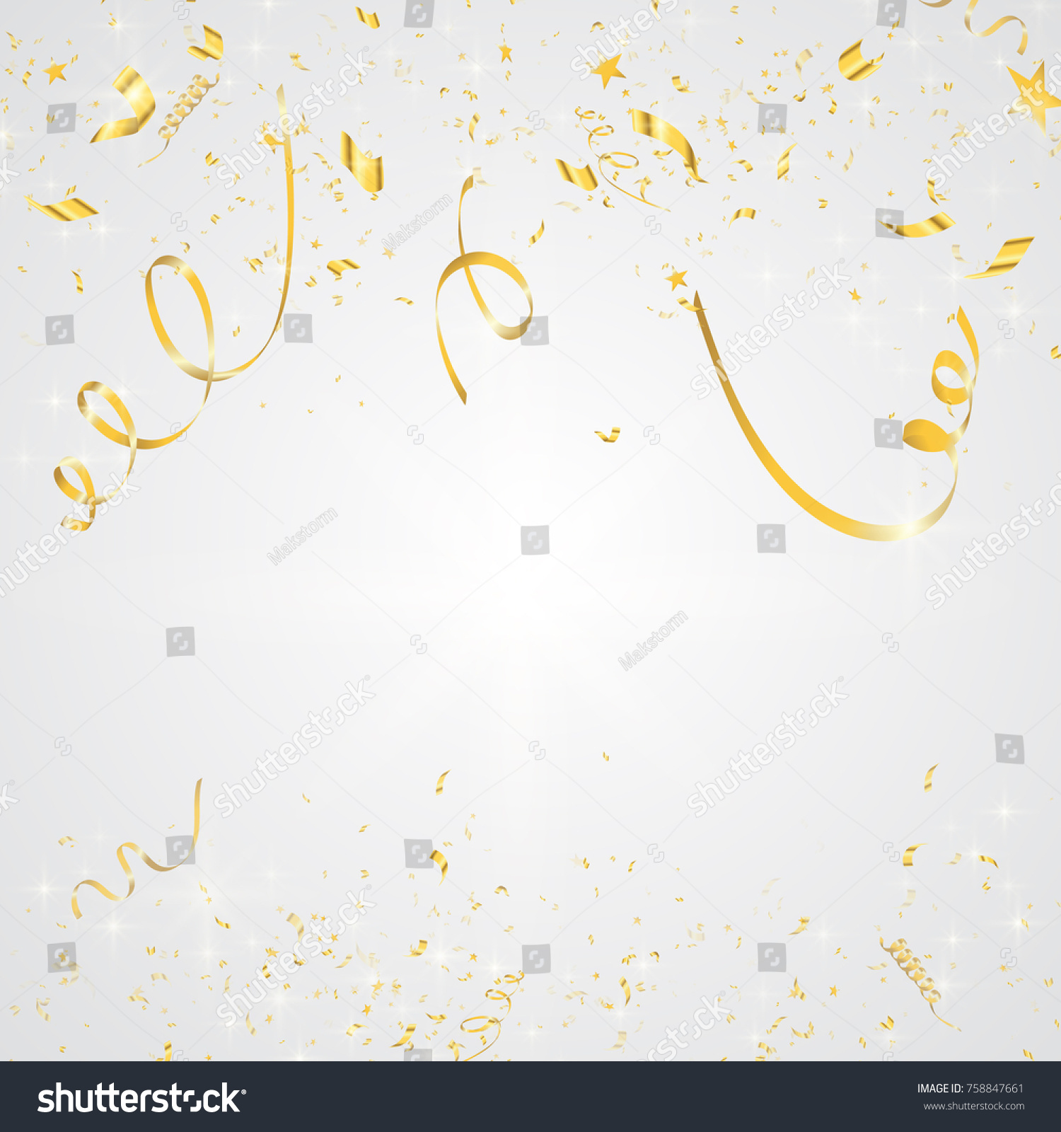 Party Golden Confetti Streamers Tinsel Spiral Stock Vector (Royalty ...