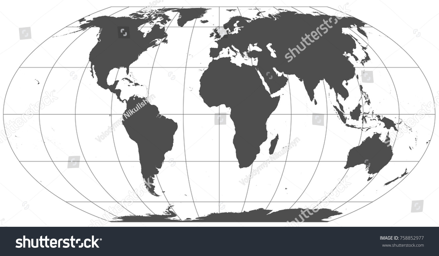 Gray World Different Cartographic Projections 30 Stock Vector (royalty 