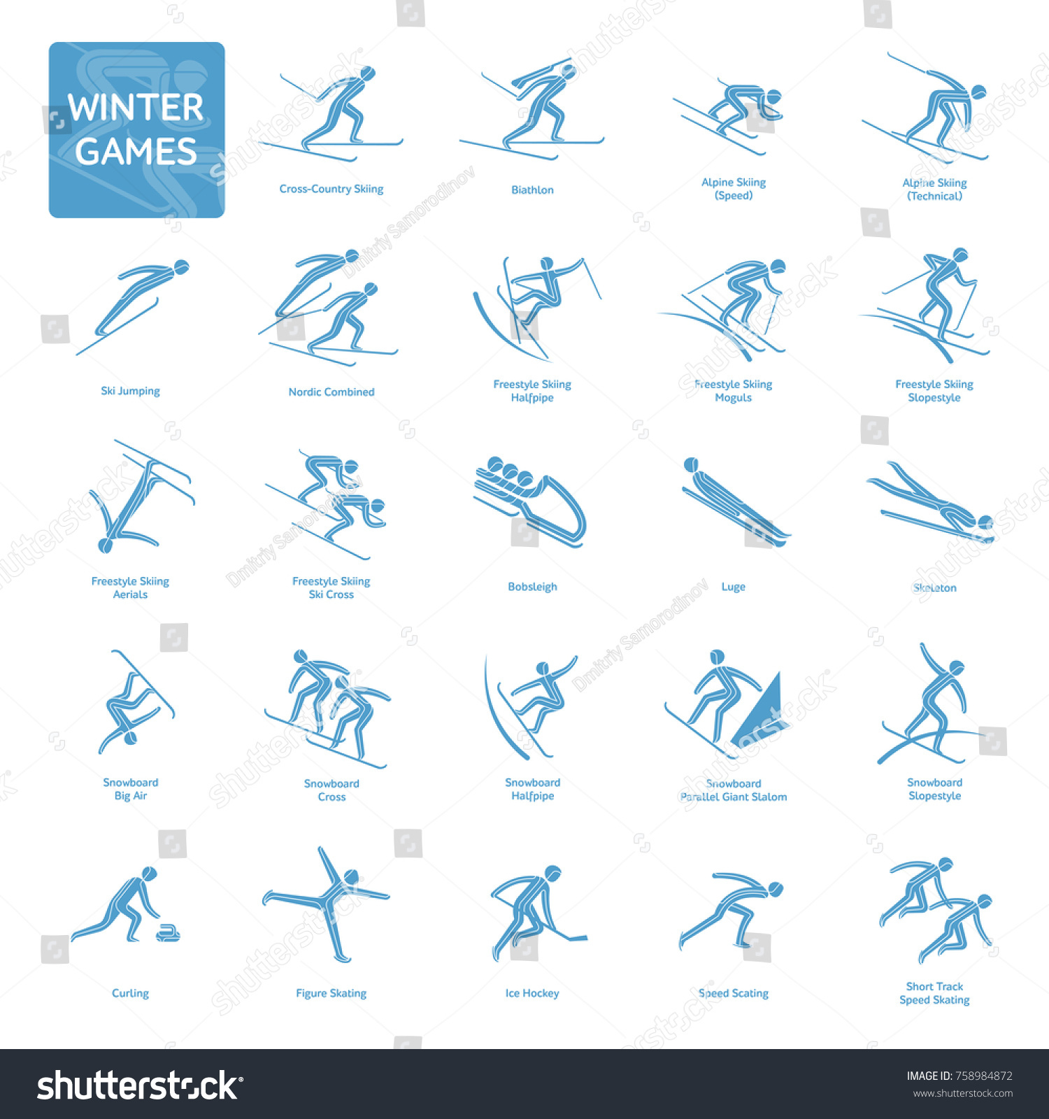 Пиктограммы зимних видов спорта в Пекине