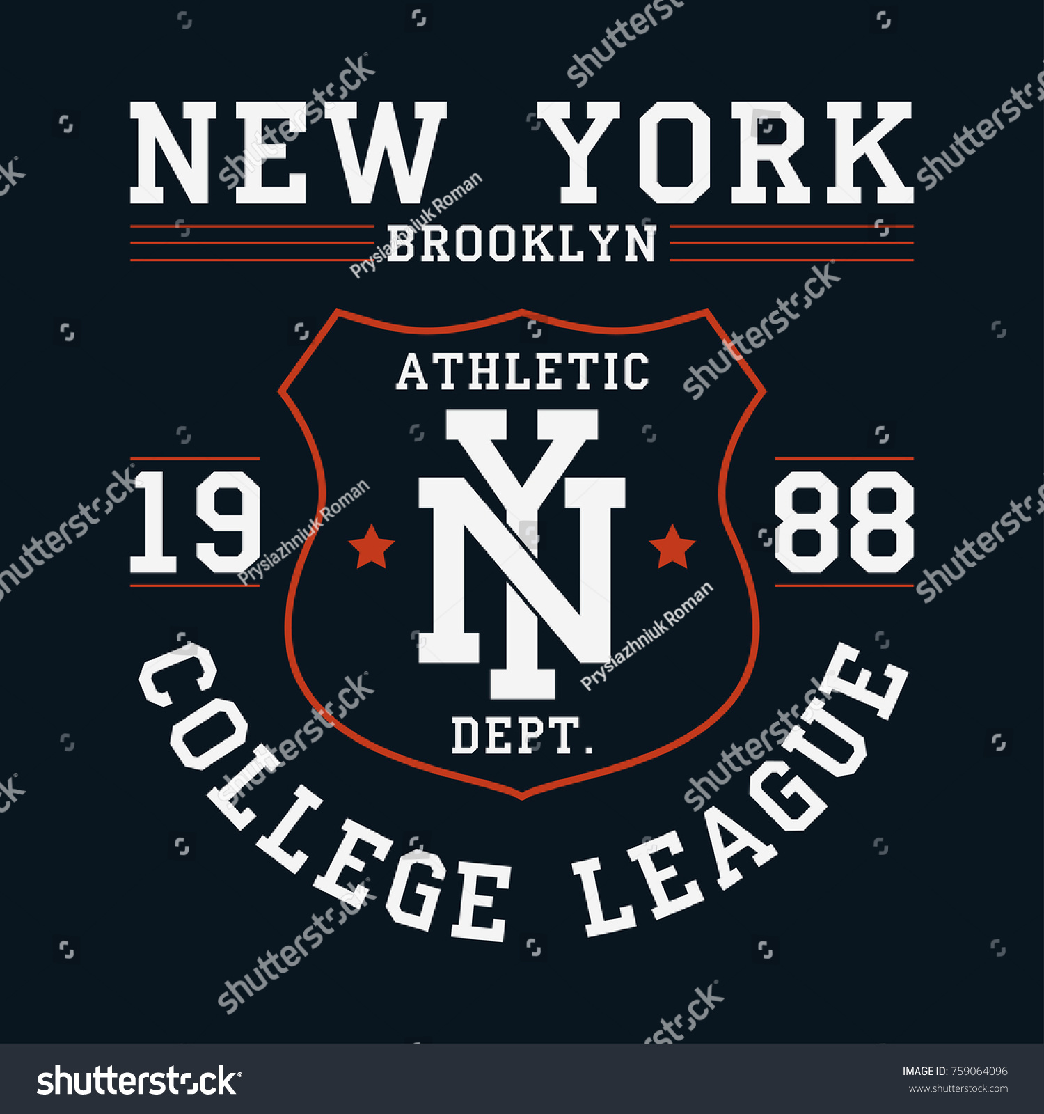 New York Brooklyn Graphic Tshirt Original Stock Vector (Royalty Free ...