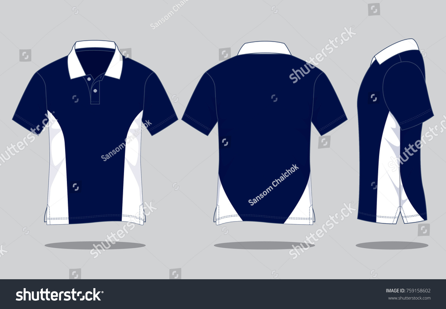 Navy Bluewhite Short Sleeve Polo Shirt Stock Vector (Royalty Free ...