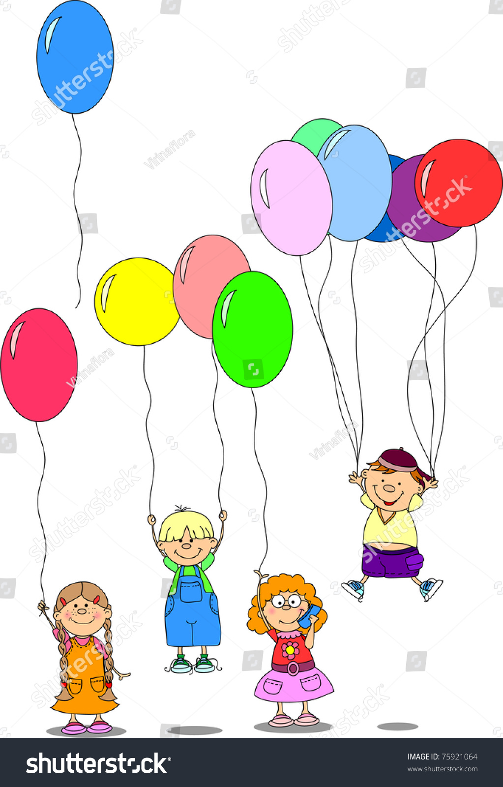 Мультяшные дети с шариками