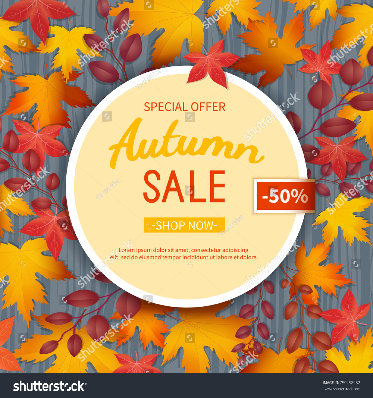 Autumn Sale Flyer Template Poster Card Stock Illustration 759258952 ...