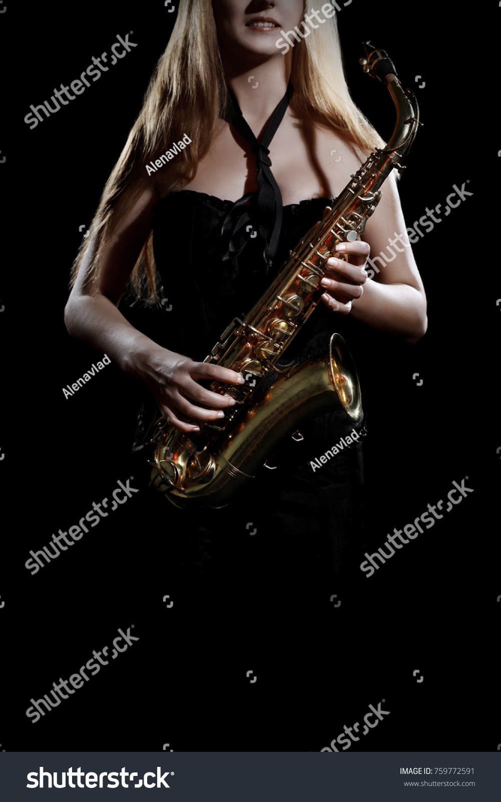 Saxophone Player Saxophonist Woman Sax Player Stock Photo 759772591 ...