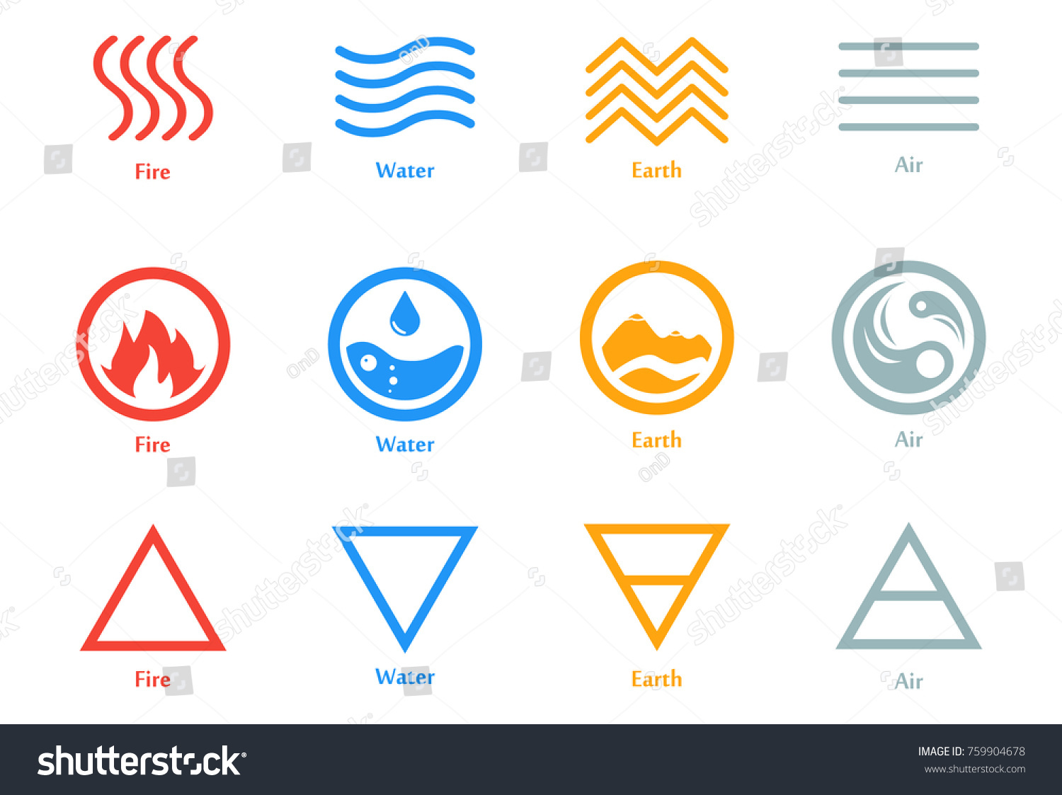 Символы огня воды земли и воздуха