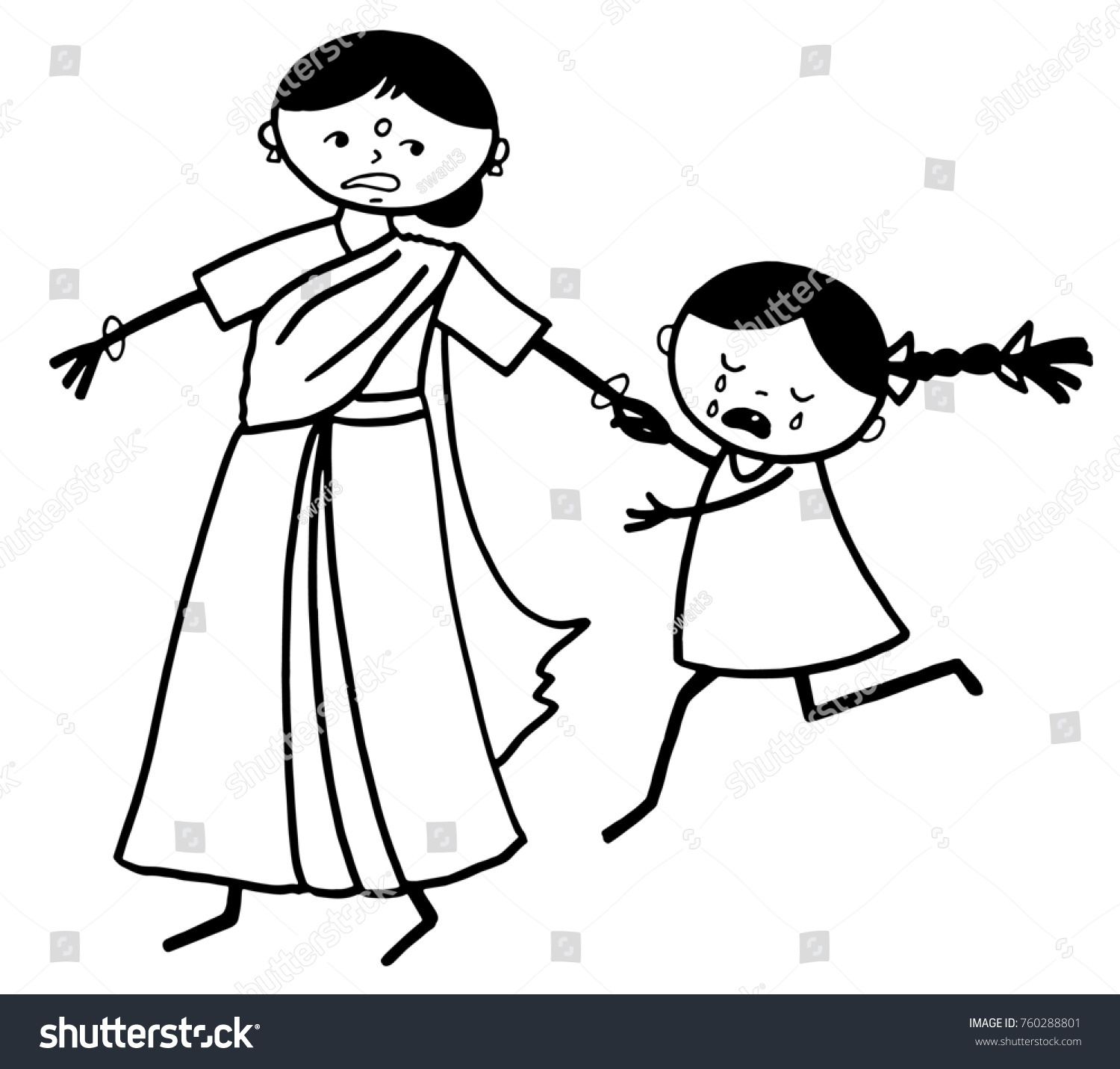 Stick Figure Mother Scolding Daughter 库存插图 760288801 Shutterstock 