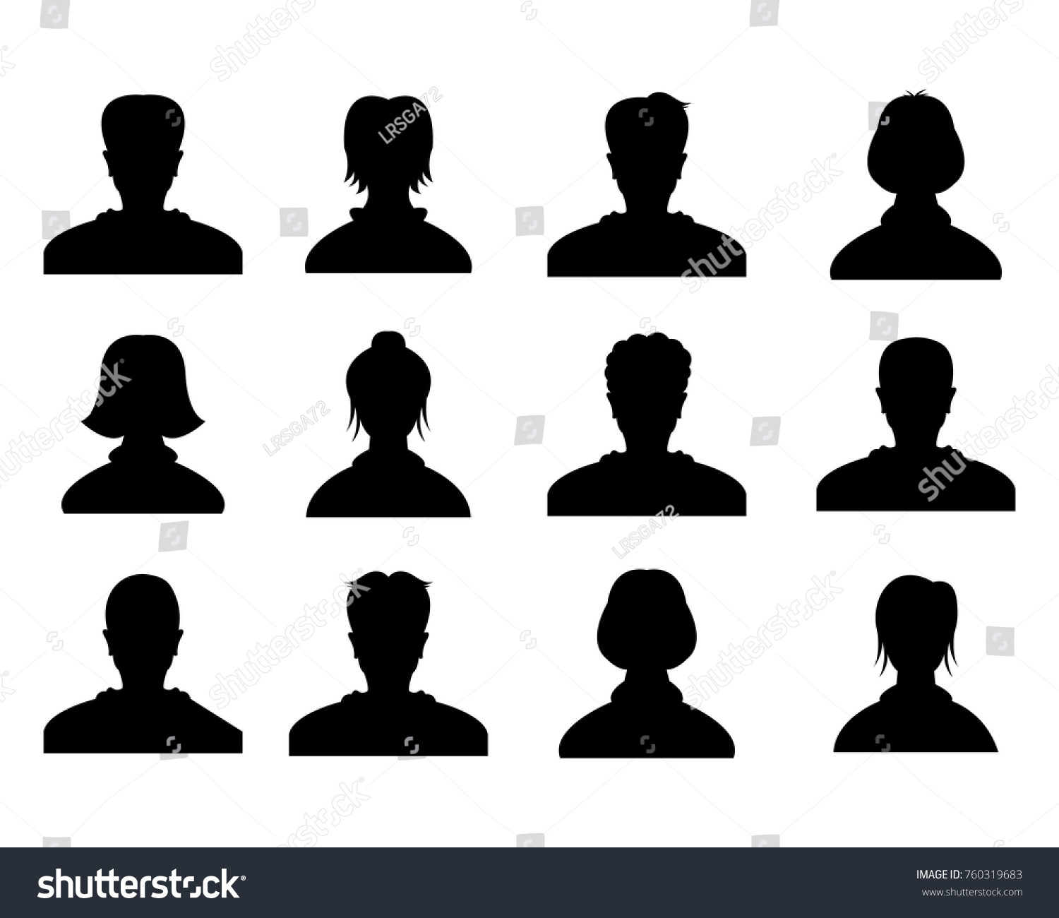Male Female Head Silhouettes Avatar Profile Stock Vector (Royalty Free ...