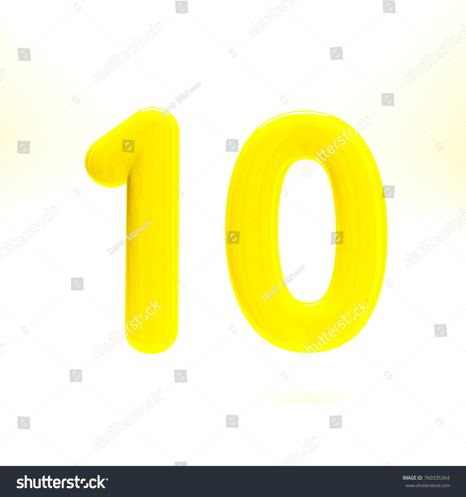 Yellow Glossy Number Ten 10 Bold Stock Illustration 760335364 ...