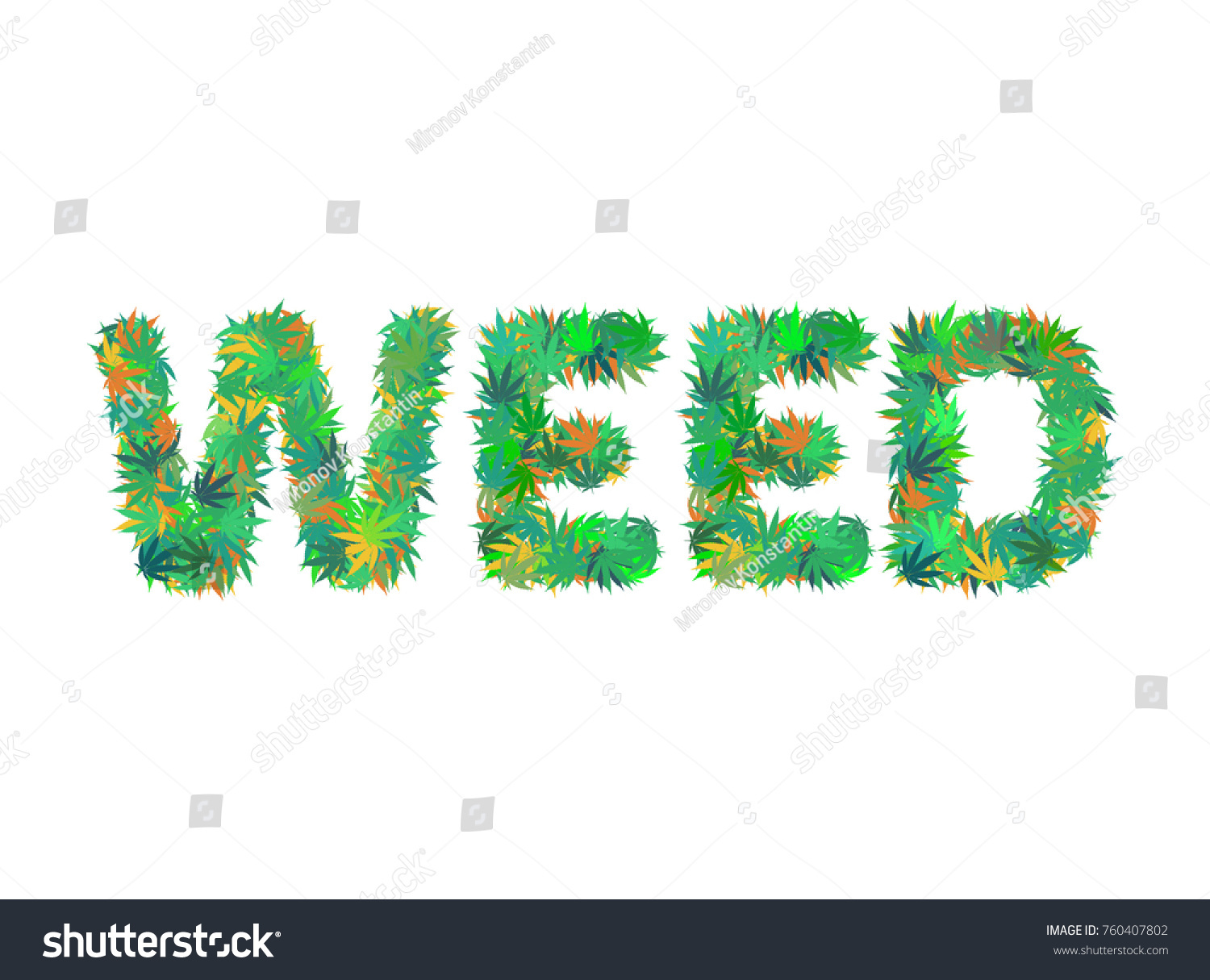 Vektor Stok Weed Word Isolated On White Background (Tanpa Royalti) 76040780...
