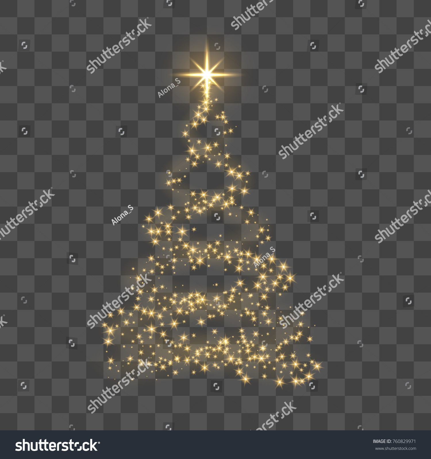 Christmas Tree On Transparent Background Gold Stock Vector (Royalty ...