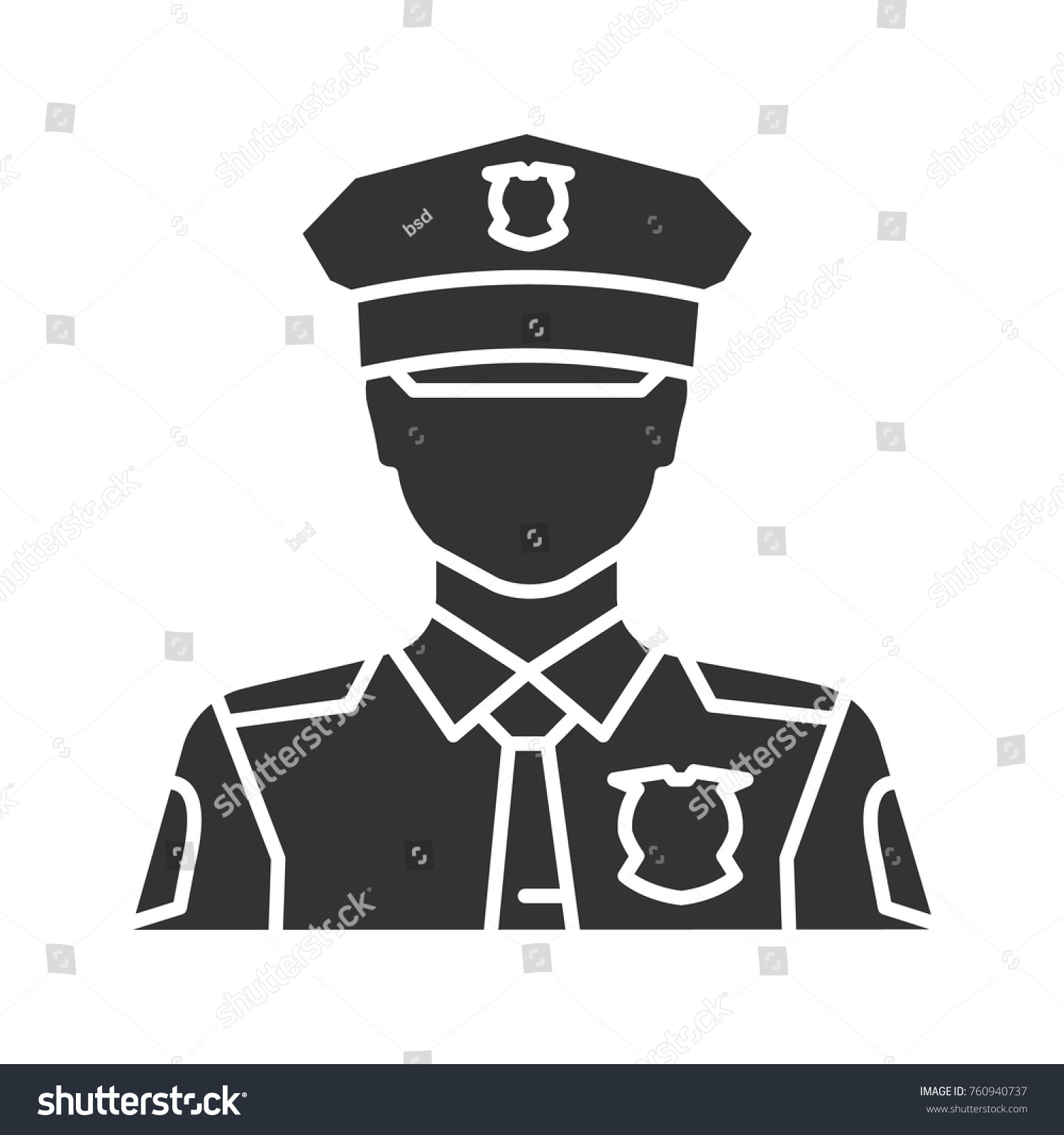 Policeman Glyph Icon Police Officer Silhouette Stock Vector (Royalty ...