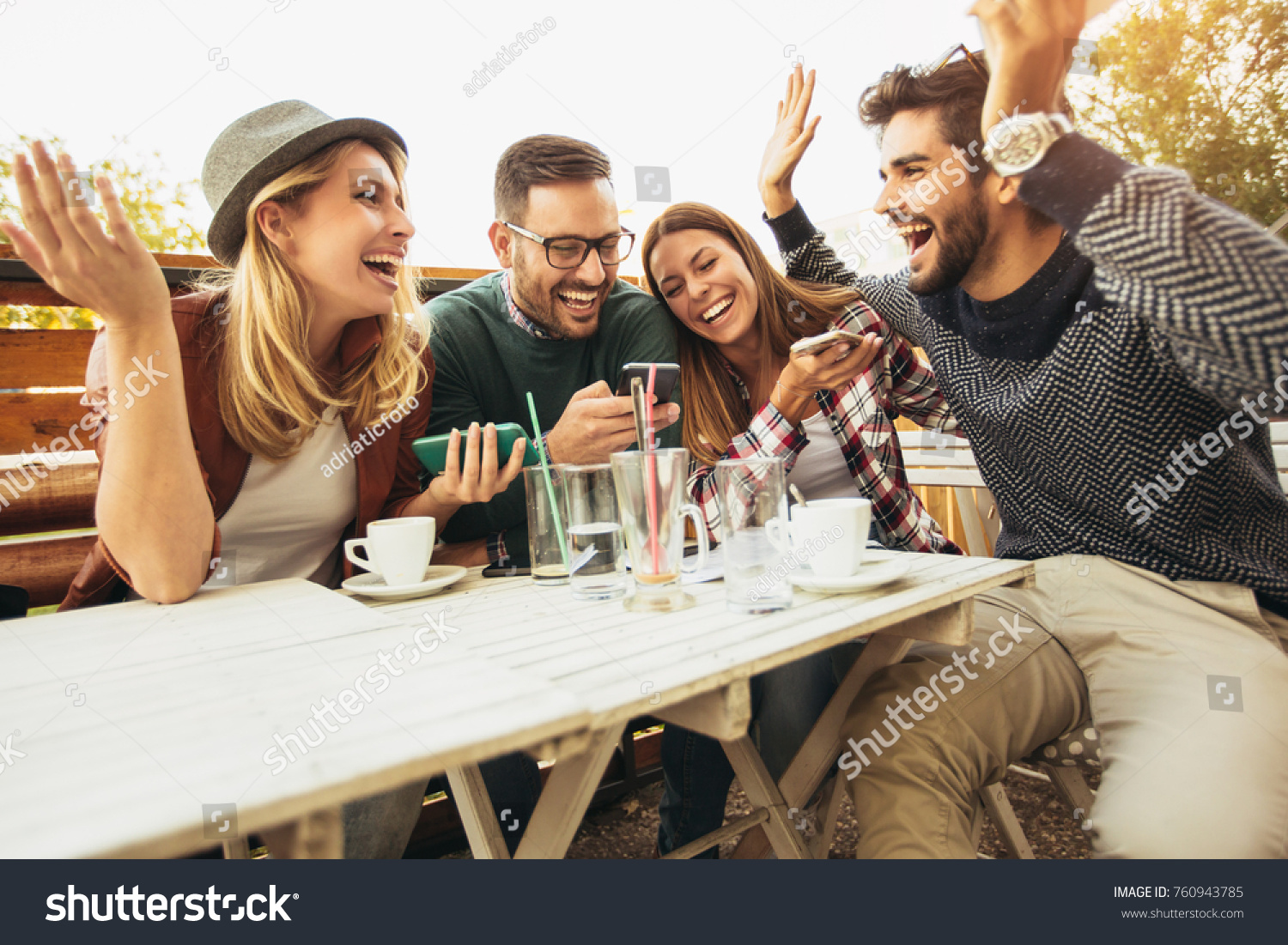 Group People Cafe Talking Laughing Enjoying Stock Photo 760943785 ...