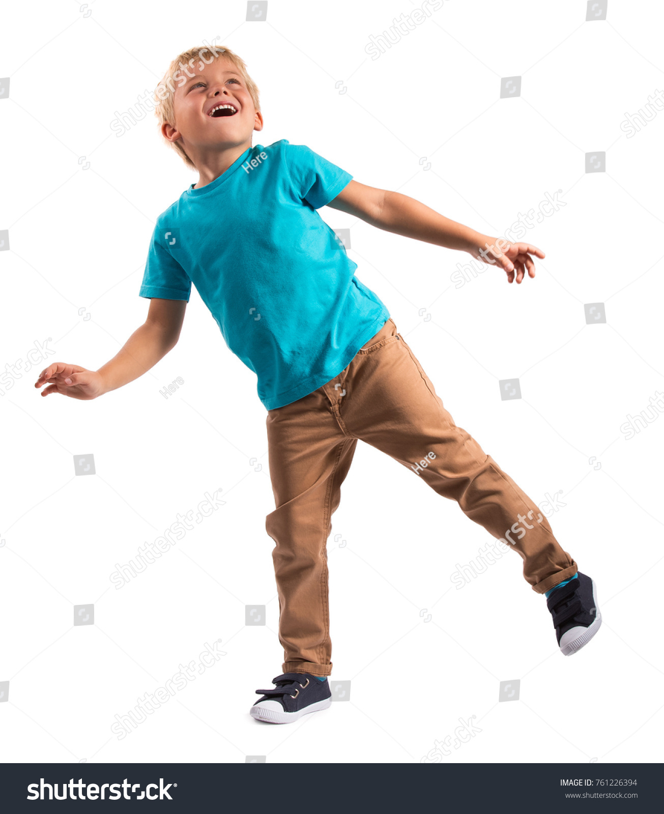 Little Boy Standing Looking Smiling Isolated Stock Photo 761226394 ...