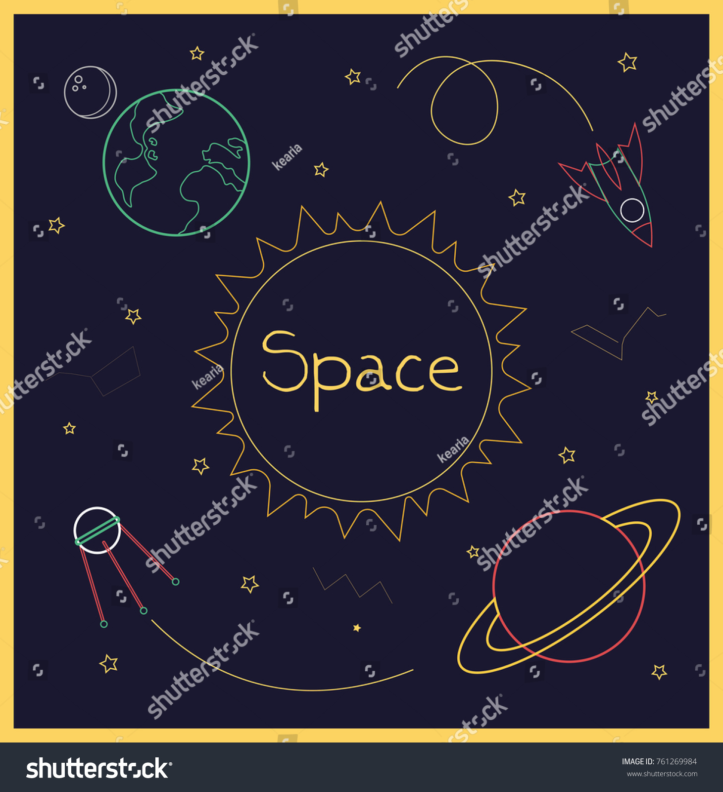 Fun Cartoon Galaxy Card Design Stock Vector (Royalty Free) 761269984 ...