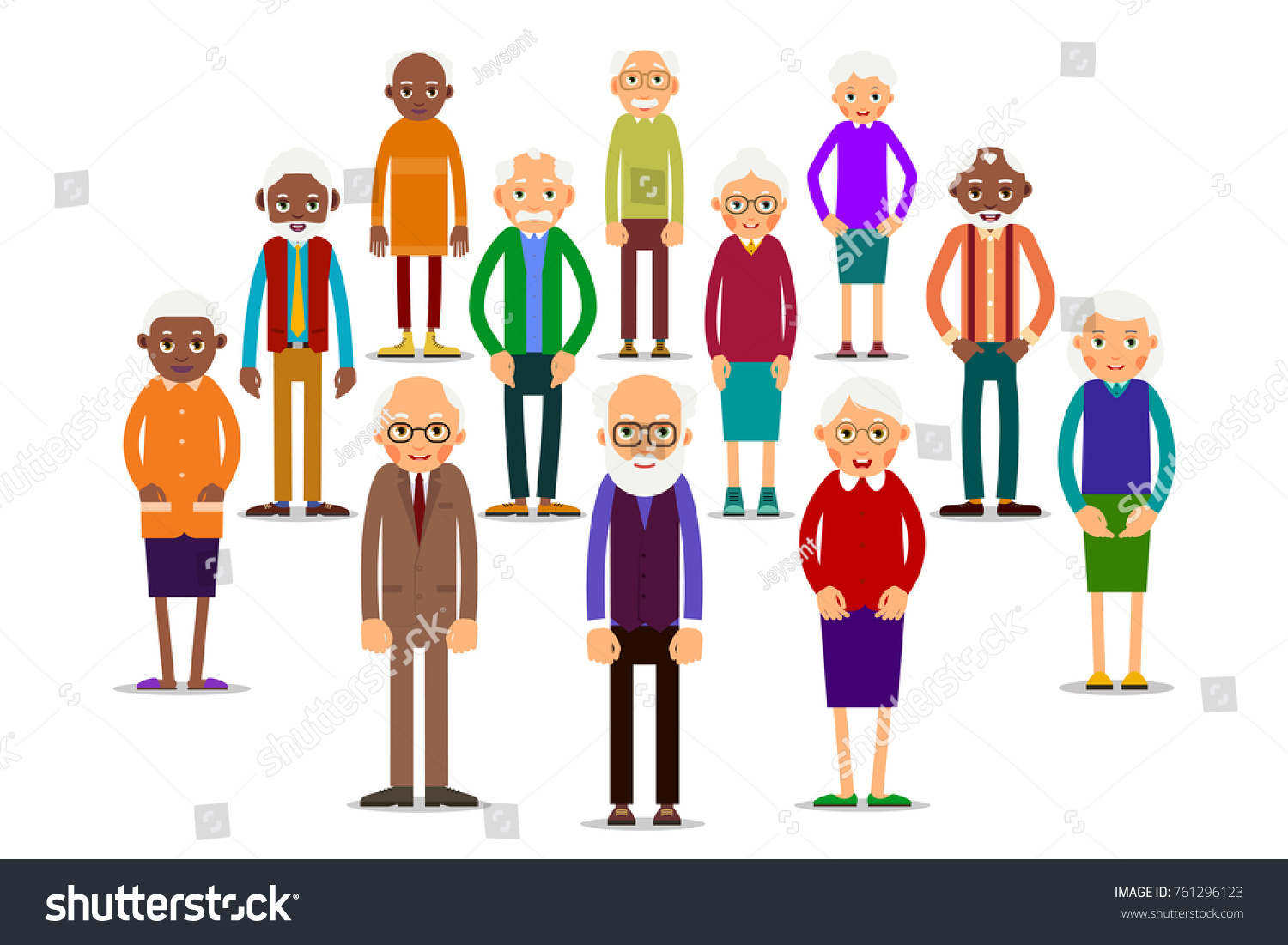 Group Older People Aged People Caucasian Stock Vector (Royalty Free ...