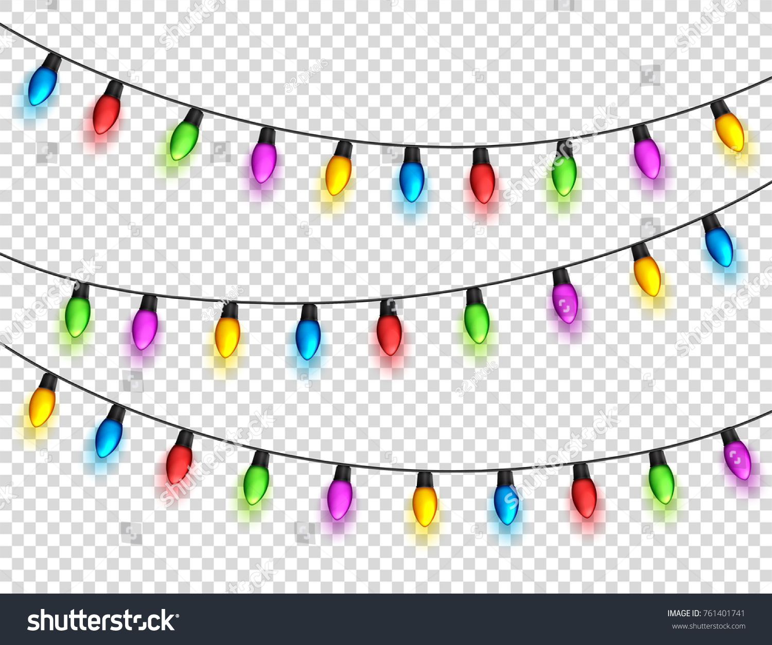 Christmas Glowing Lights On Transparent Background Stock Vector ...