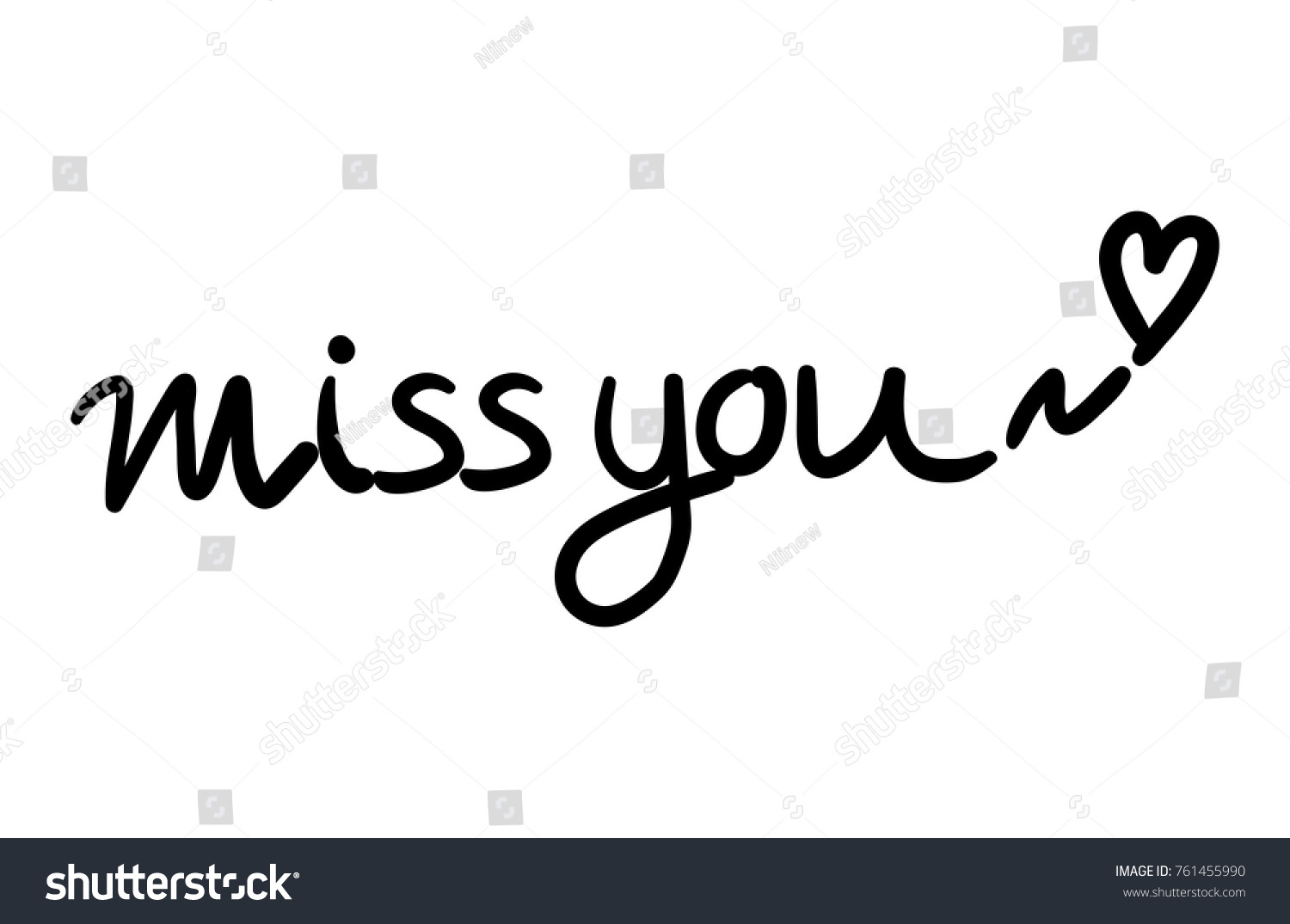 Vector Illustration Miss You Lettering Text Stock Vector (Royalty Free ...