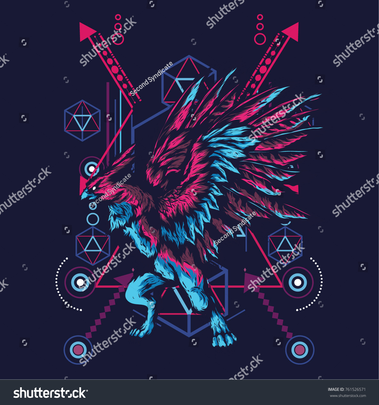 Eagle Mythology Sacred Geometric Style Stock Vector Royalty Free