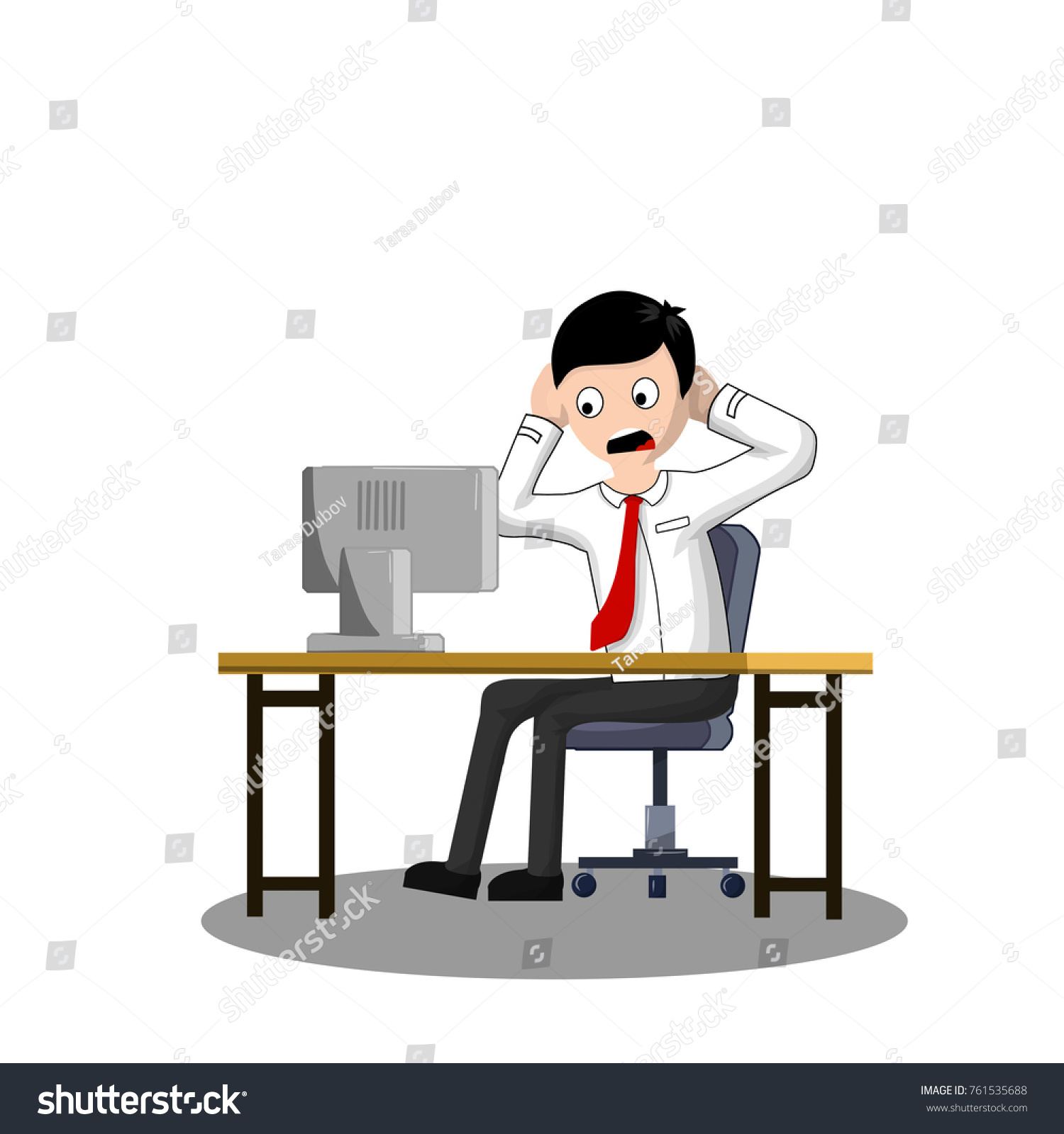 Cartoon Flat Illustration Problems Computer Scared Stock Vector ...