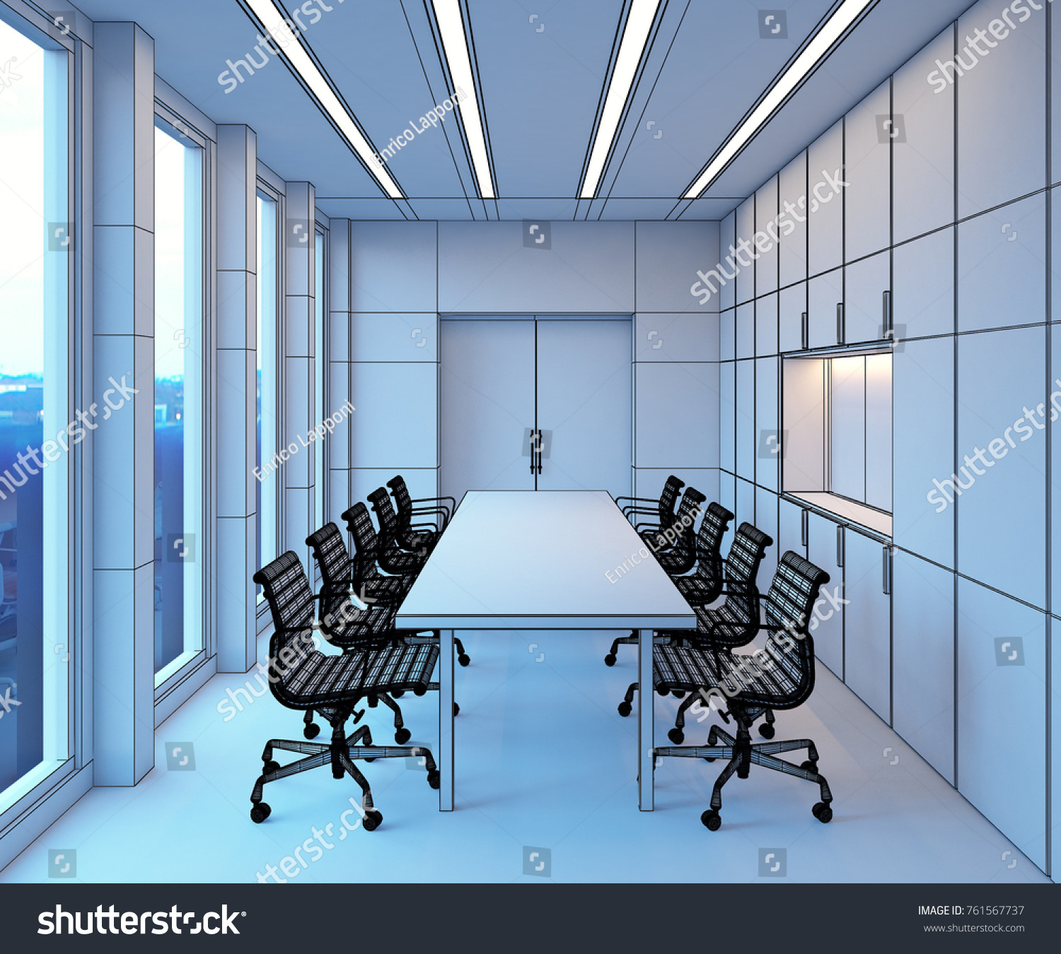 3d Interior Rendering Conference Room Stock Illustration 761567737 ...