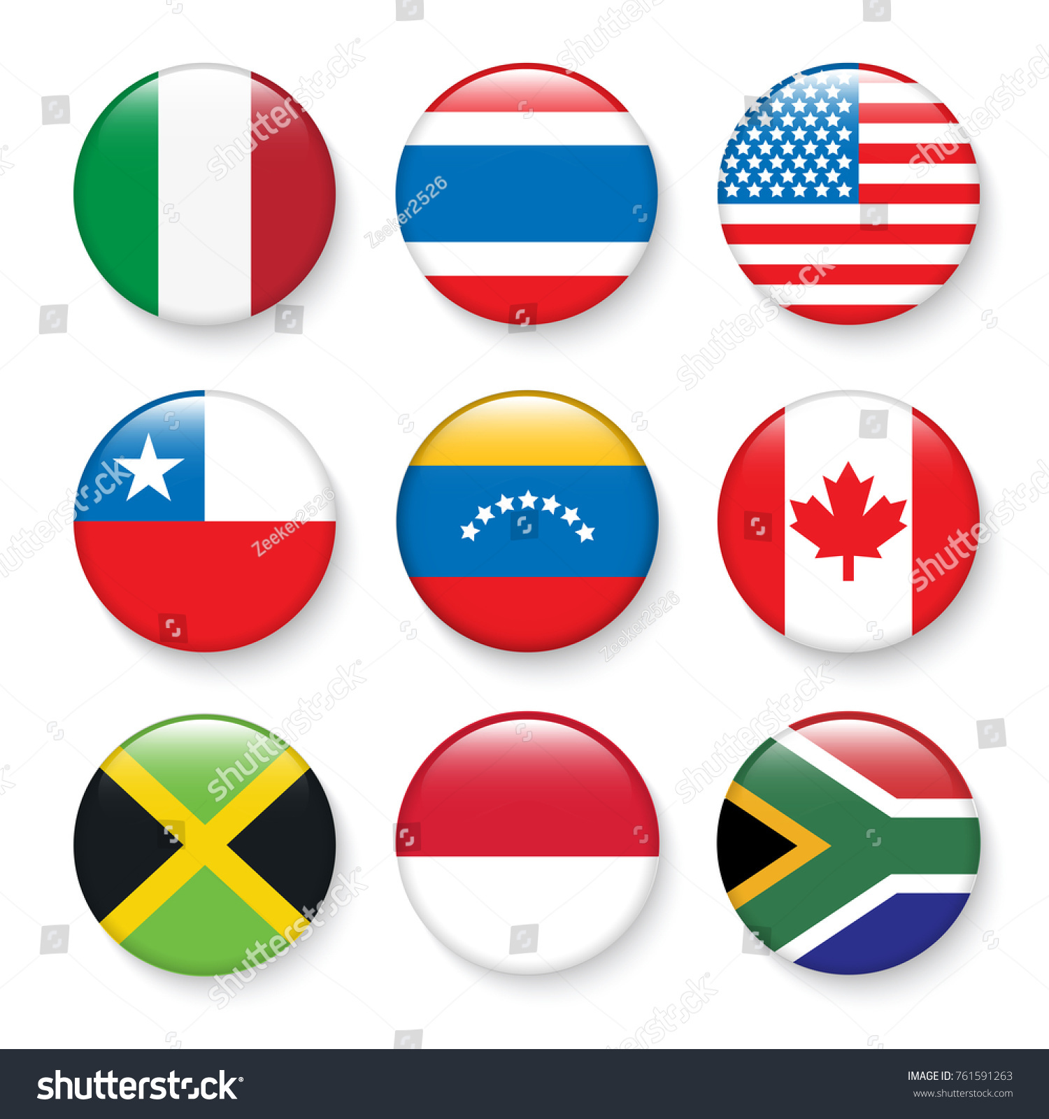 Set Flags Botton Stlyevector Design Element Stock Vector (Royalty Free ...