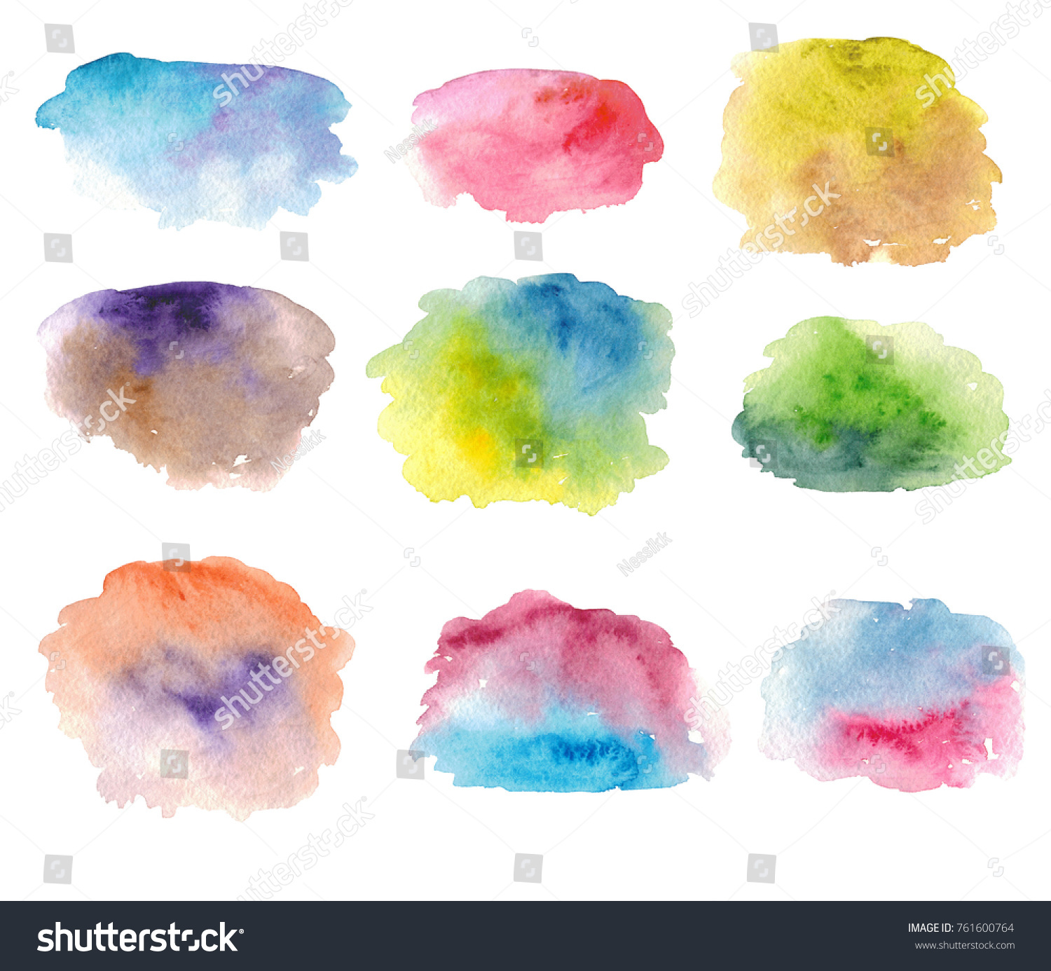 Set Hand Painted Watercolor Stains Stock Illustration 761600764 ...