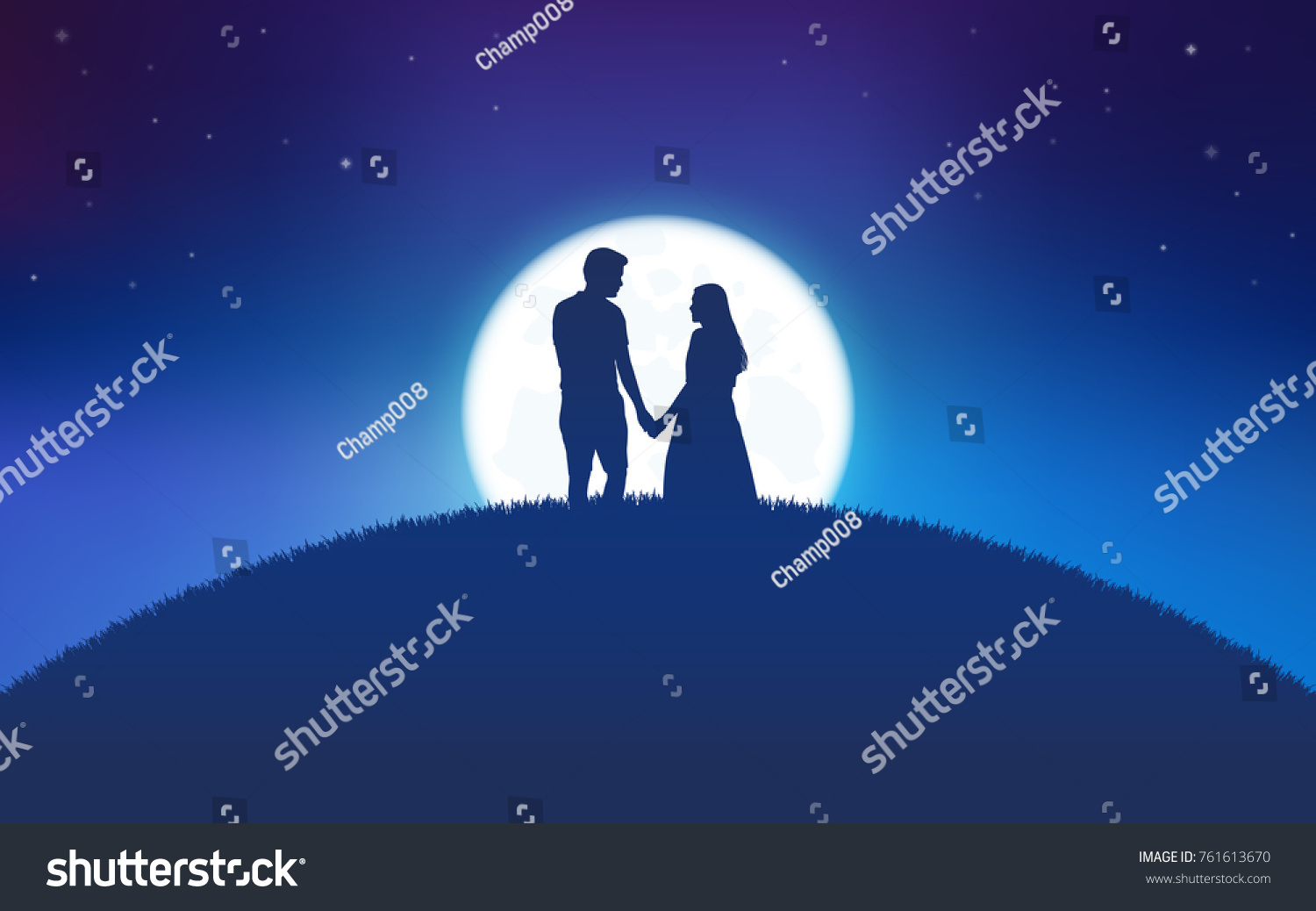 Silhouette Couple Man Woman Holding Hand Stock Vector (Royalty Free ...