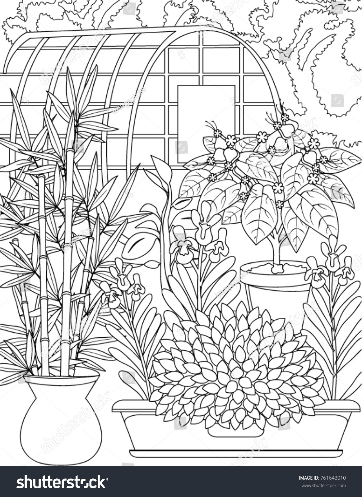 Garden Coloring Book Page Stock Vector (Royalty Free) 761643010 ...