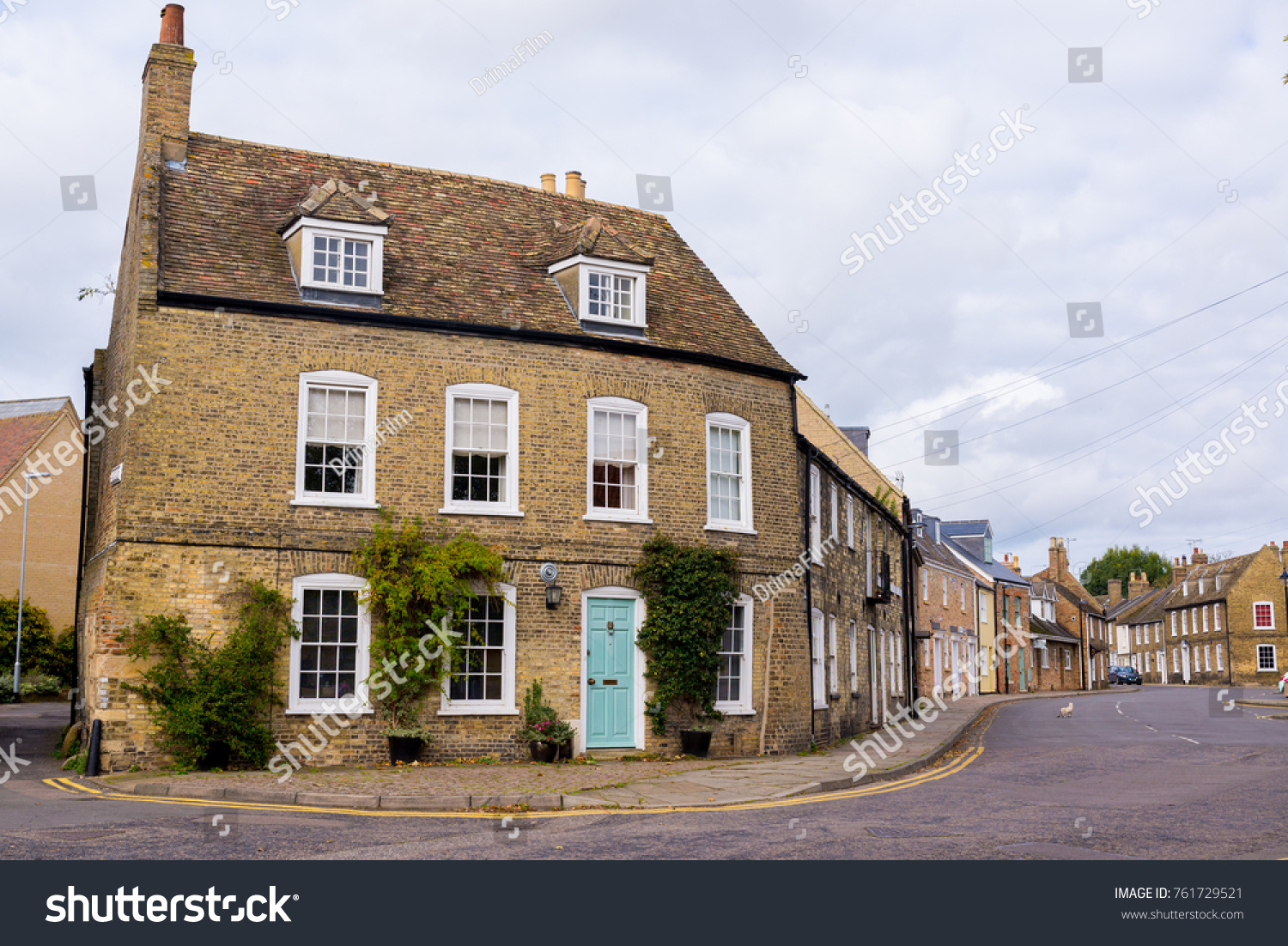 Empty English Residential Street Row Restored Stock Photo 761729521 