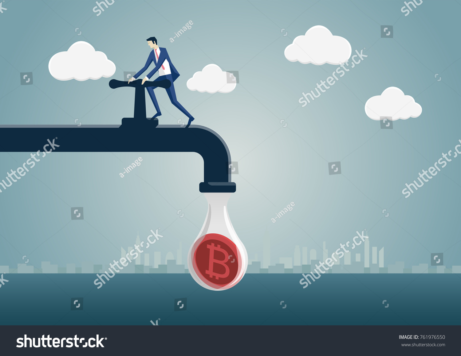 Bitcoin Mining Concept Vector Illustration Business Stock Vector ...