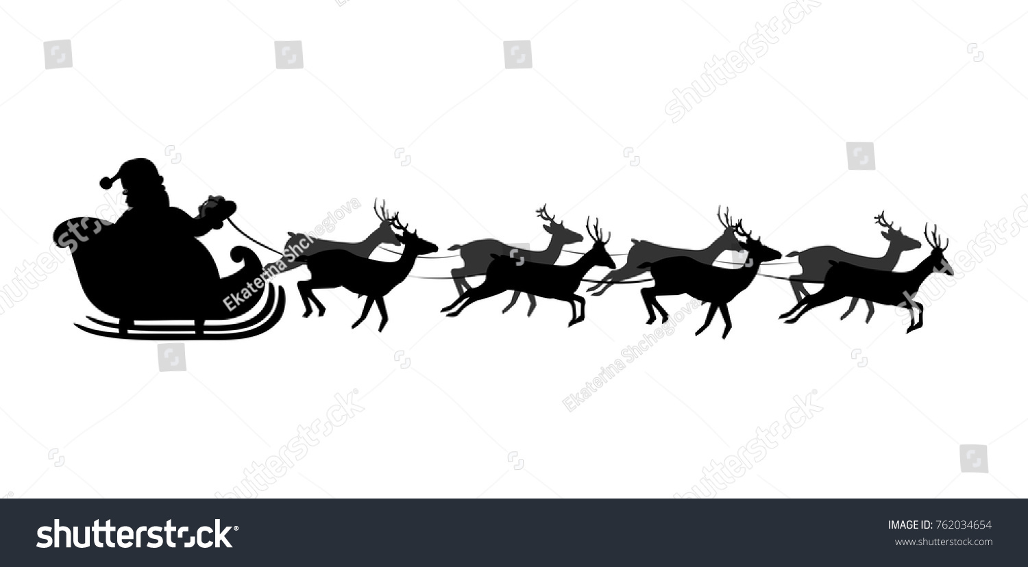 Black Silhouette Santas Sledge Isolated On Stock Vector (Royalty Free ...