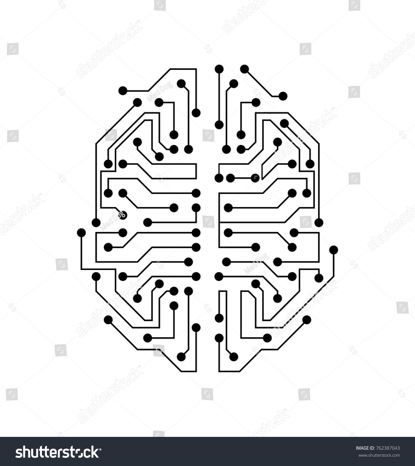 Stylized Brain Circuit Board Texture Electricity Stock Vector (Royalty ...