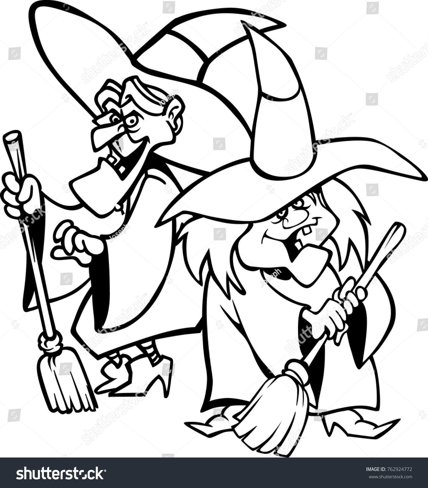 Eps Vector Illustration Pair Witches Cartoon Stock Vector (Royalty Free ...