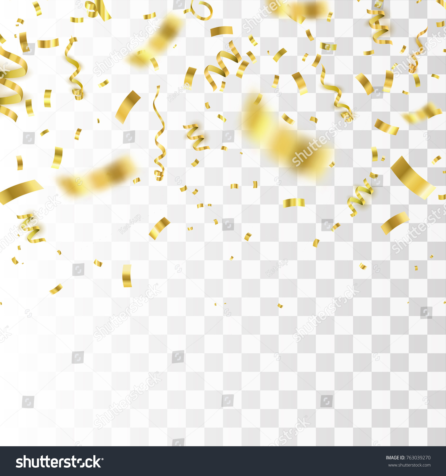 Golden Confetti Isolated Festive Background Vector Stock Vector ...