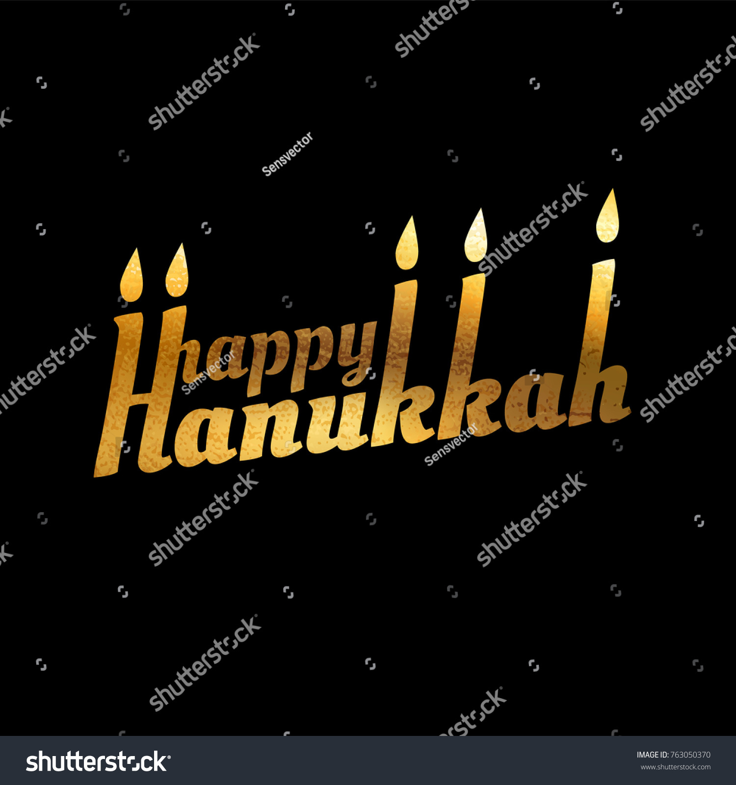 Happy Hanukkah Font Composition Candles Vintage Stock Vector (Royalty ...
