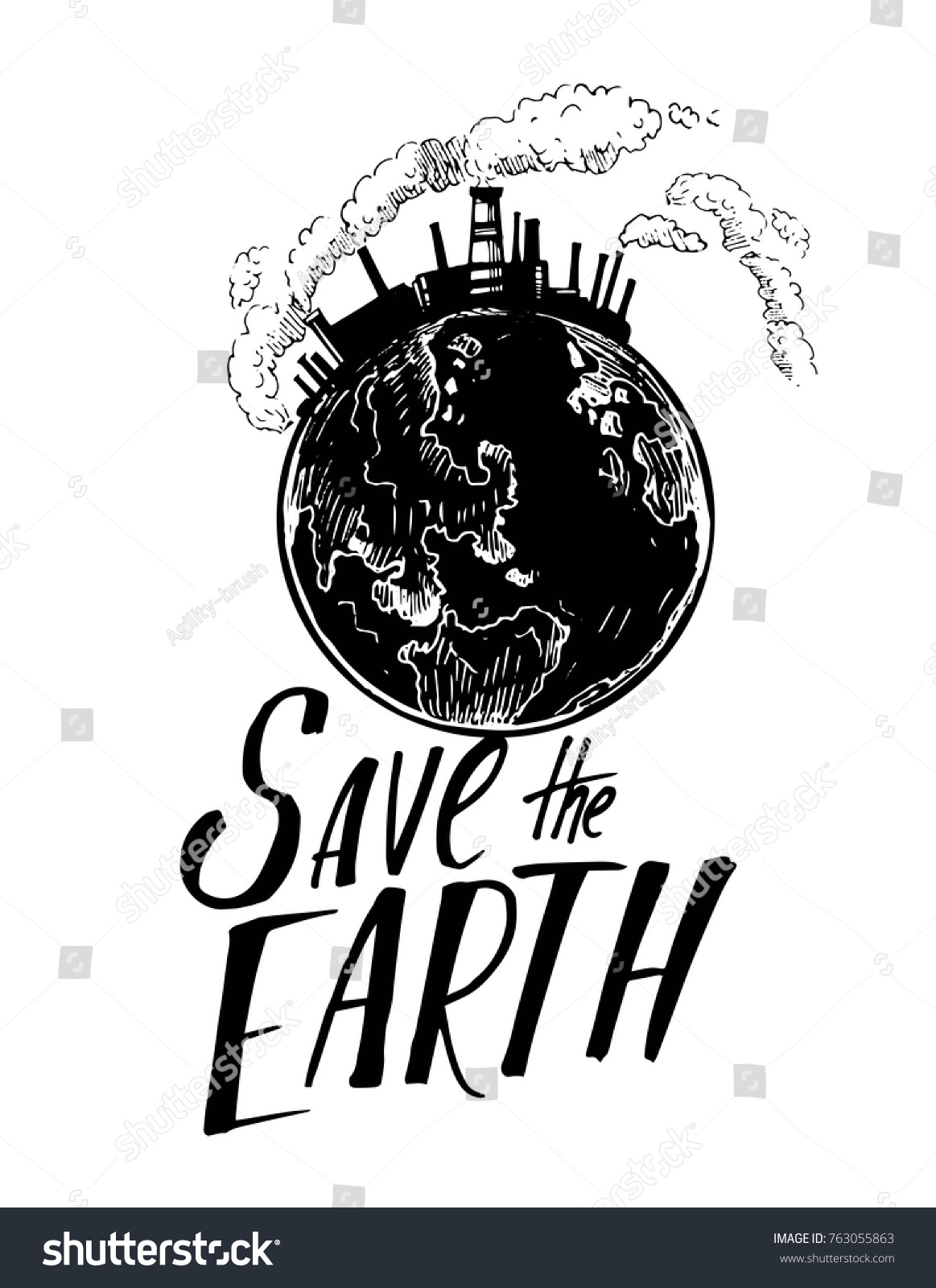 Save Earth Earth Day Illustration Hand Stock Vector (Royalty Free ...