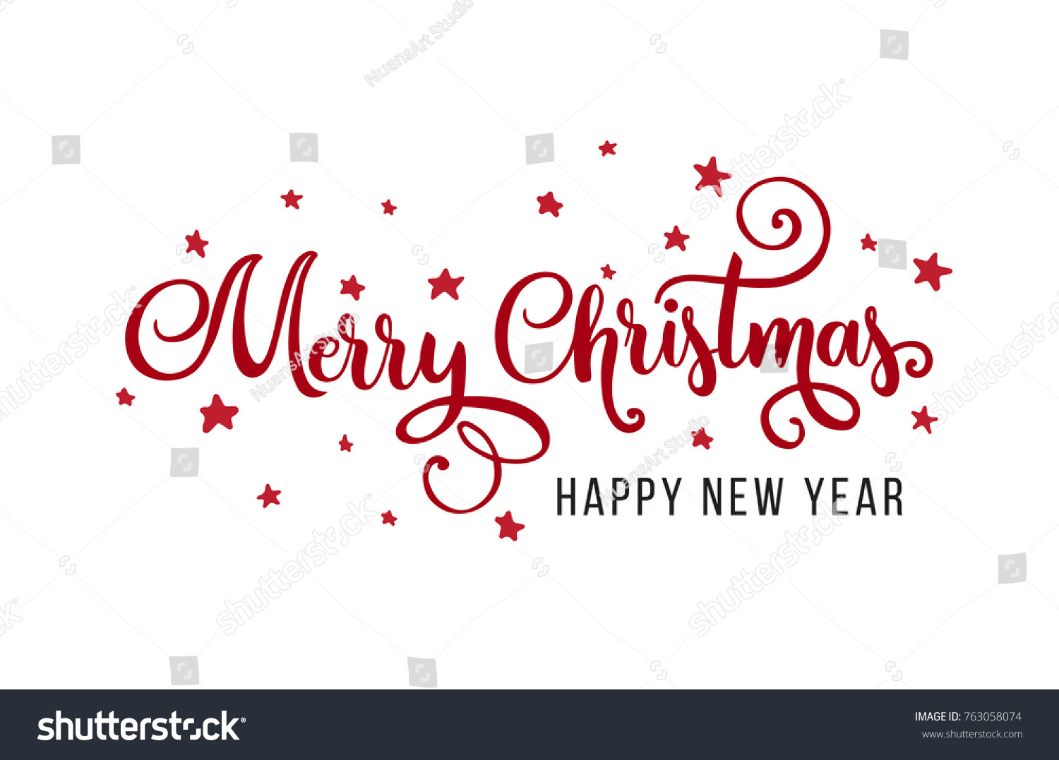 Hand Lettering Merry Christmas Happy New Stock Vector Royalty Free 763058074 Shutterstock